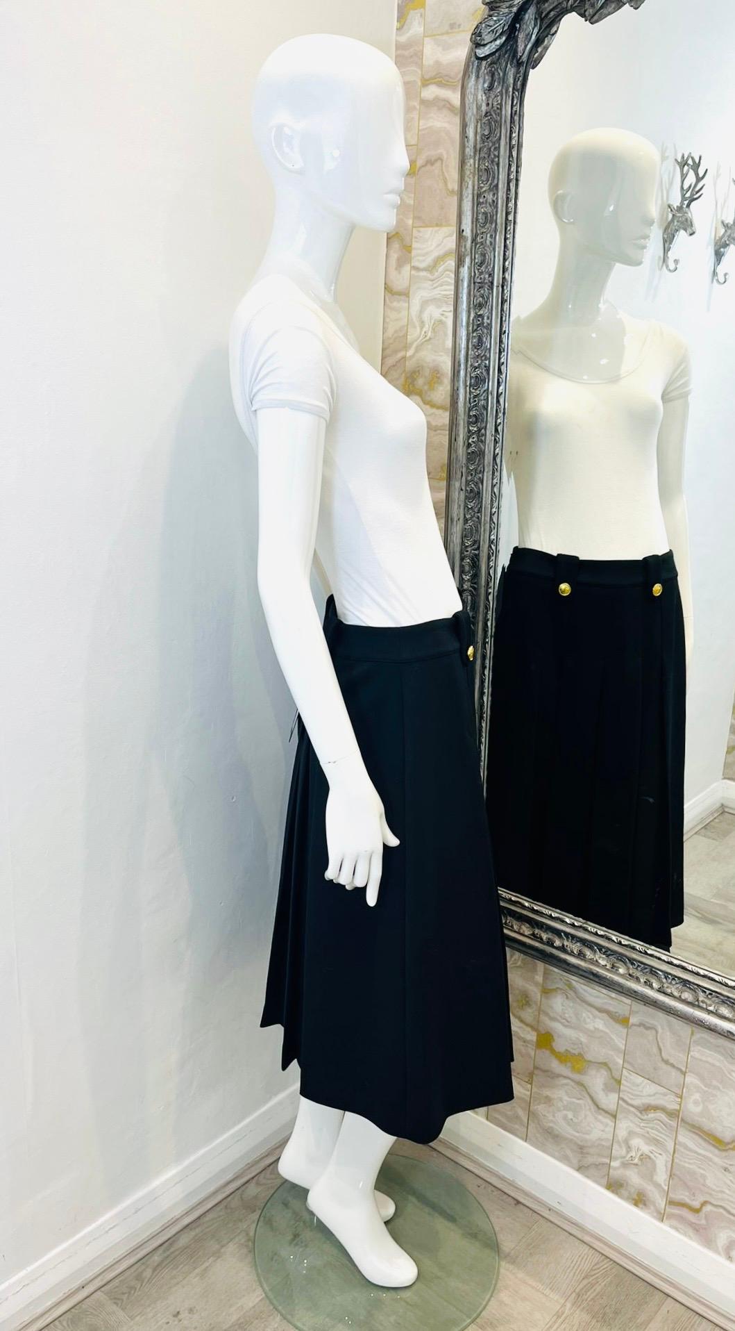 Black Mulberry Virgin Wool Blend Pleated Skirt For Sale