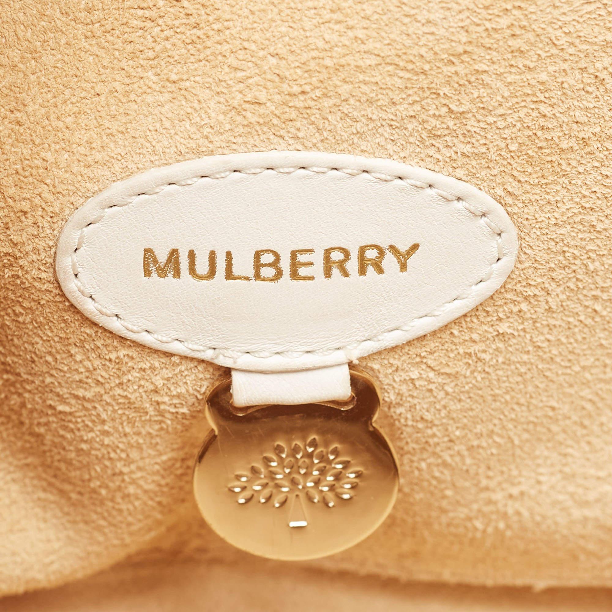 Mulberry White Ostrich Embossed and Leather Willow Tote 13