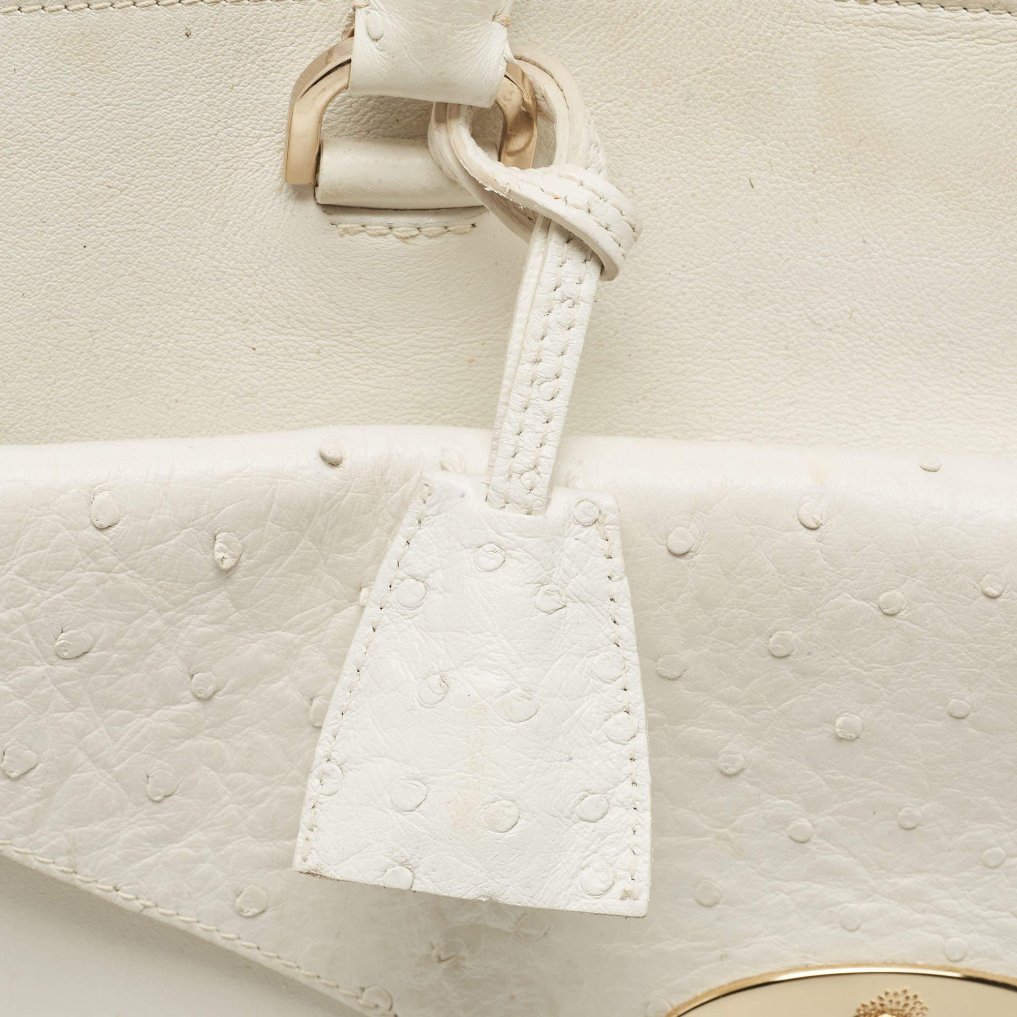 Mulberry White Ostrich Embossed and Leather Willow Tote 2
