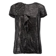 Mulberry Women's Black Tiger Print Ruffle Top