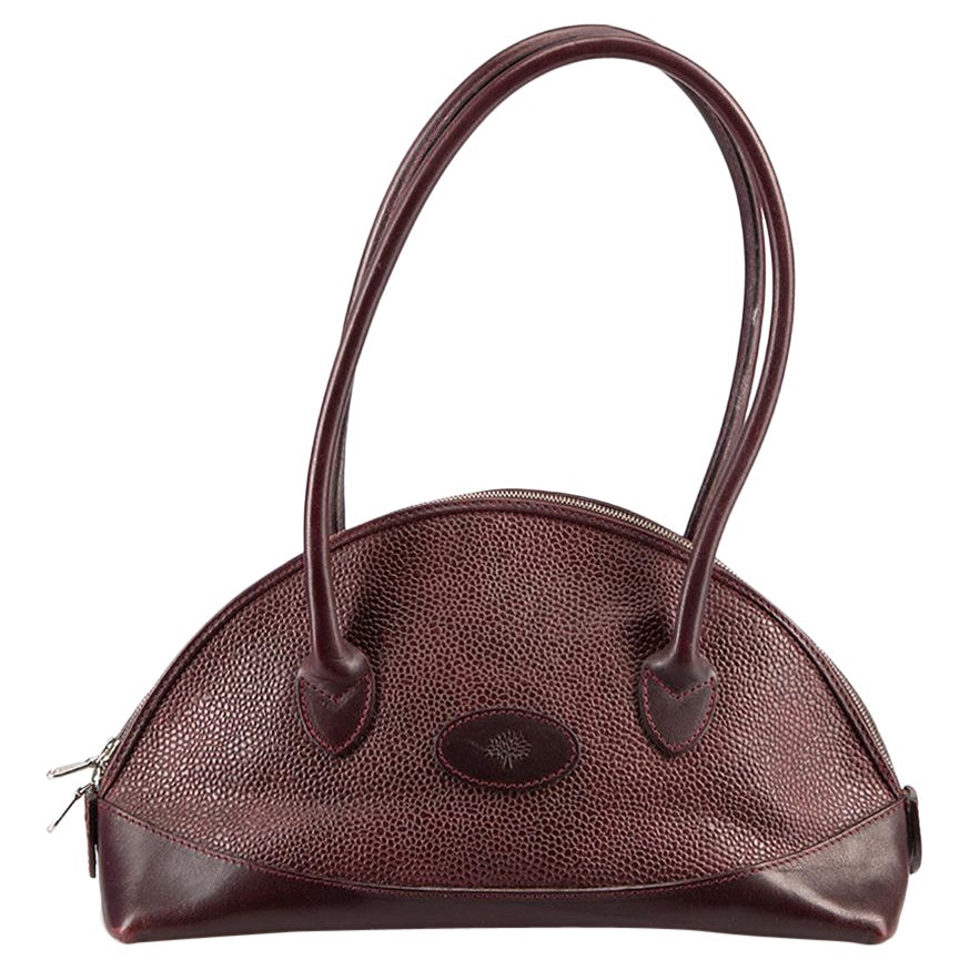 Mulberry Women's Vintage Burgundy Scotchgrain Aigner Half-Moon Shoulder Bag