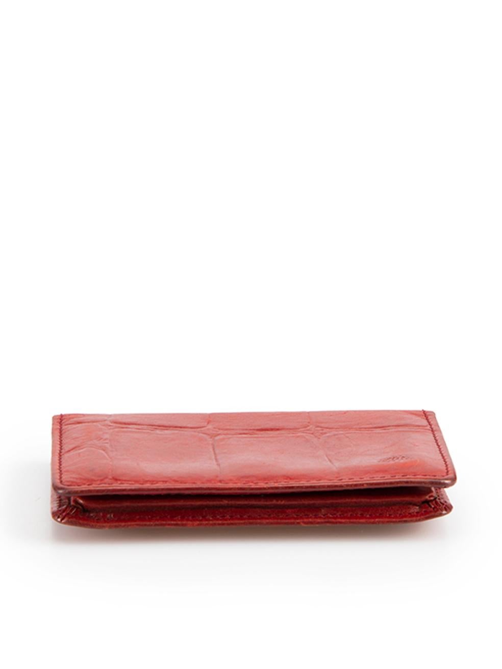 Mulberry Women's Vintage Red Leather Croc Embossed Card Holder 1