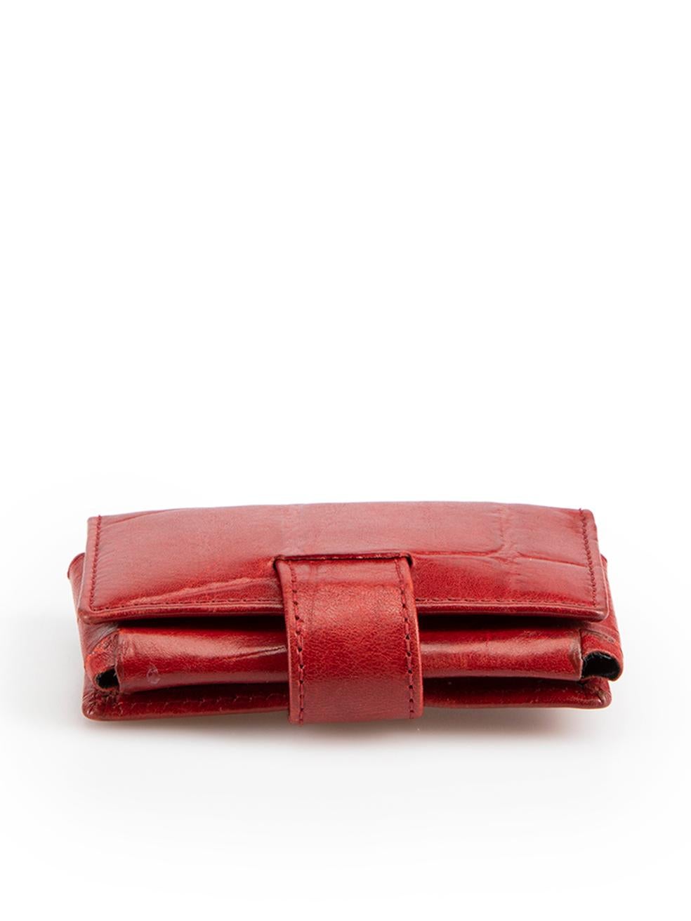 Mulberry Women's Vintage Red Leather Croc Embossed Lipstick Pouch with Mirror In Good Condition For Sale In London, GB
