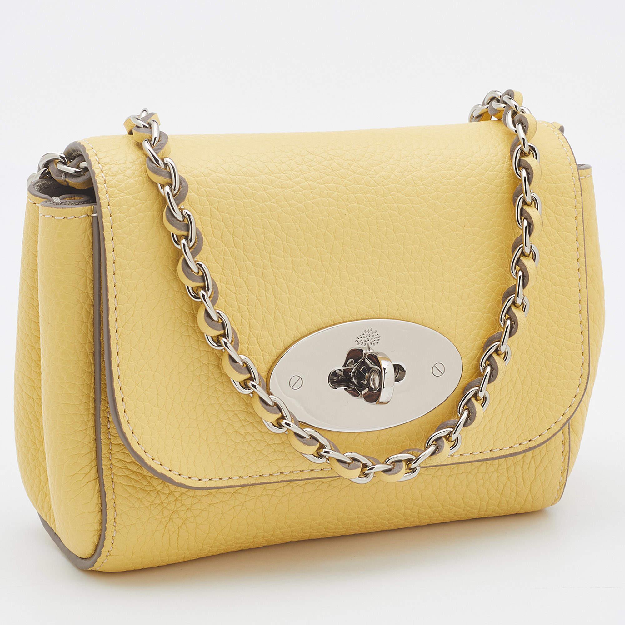 Uomo Mulberry Borsa a tracolla Mini Lily in pelle gialla