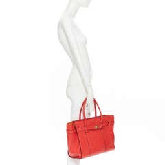 MULBERRY Zipped Bayswater red pebble leather gold buckle strap leather tote bag