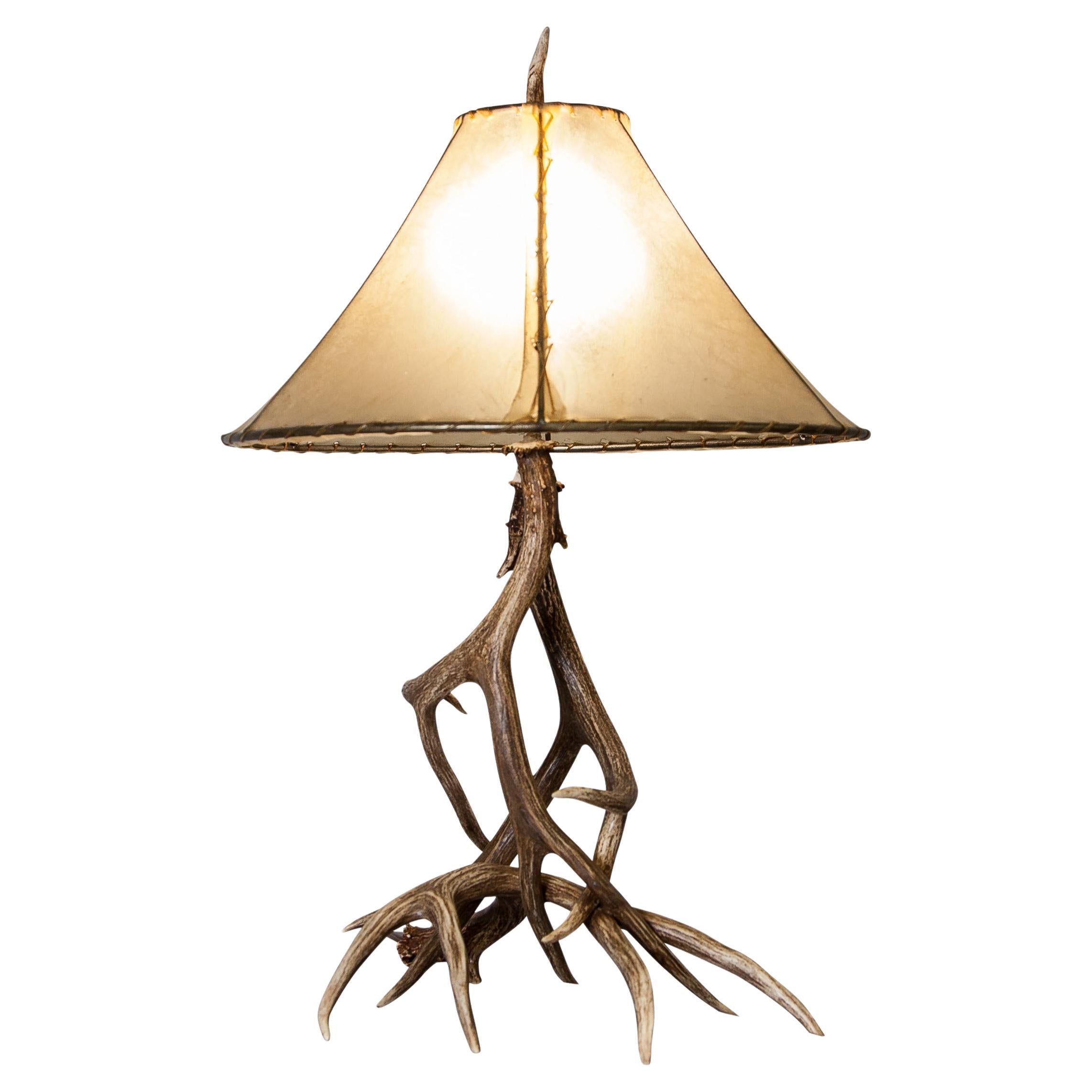 Mule Deer Antler Large Table Lamp by The Peak Antler For Sale
