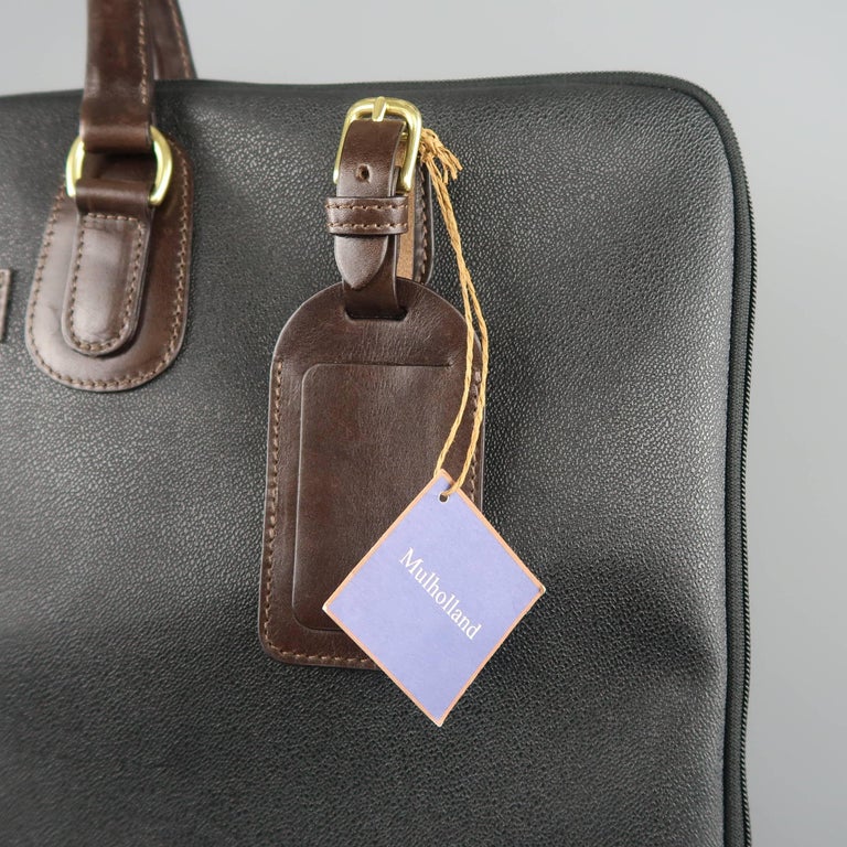 Mulholland Black Pebbled Coated Canvas and Brown Leather Travel Garment