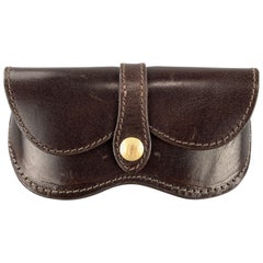 MULHOLLAND BROTHERS Brown Leather Eyewear Case