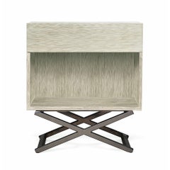 Mulholland Nightstand in Aged Silver and Natural Metal by Innova Luxuxy Group