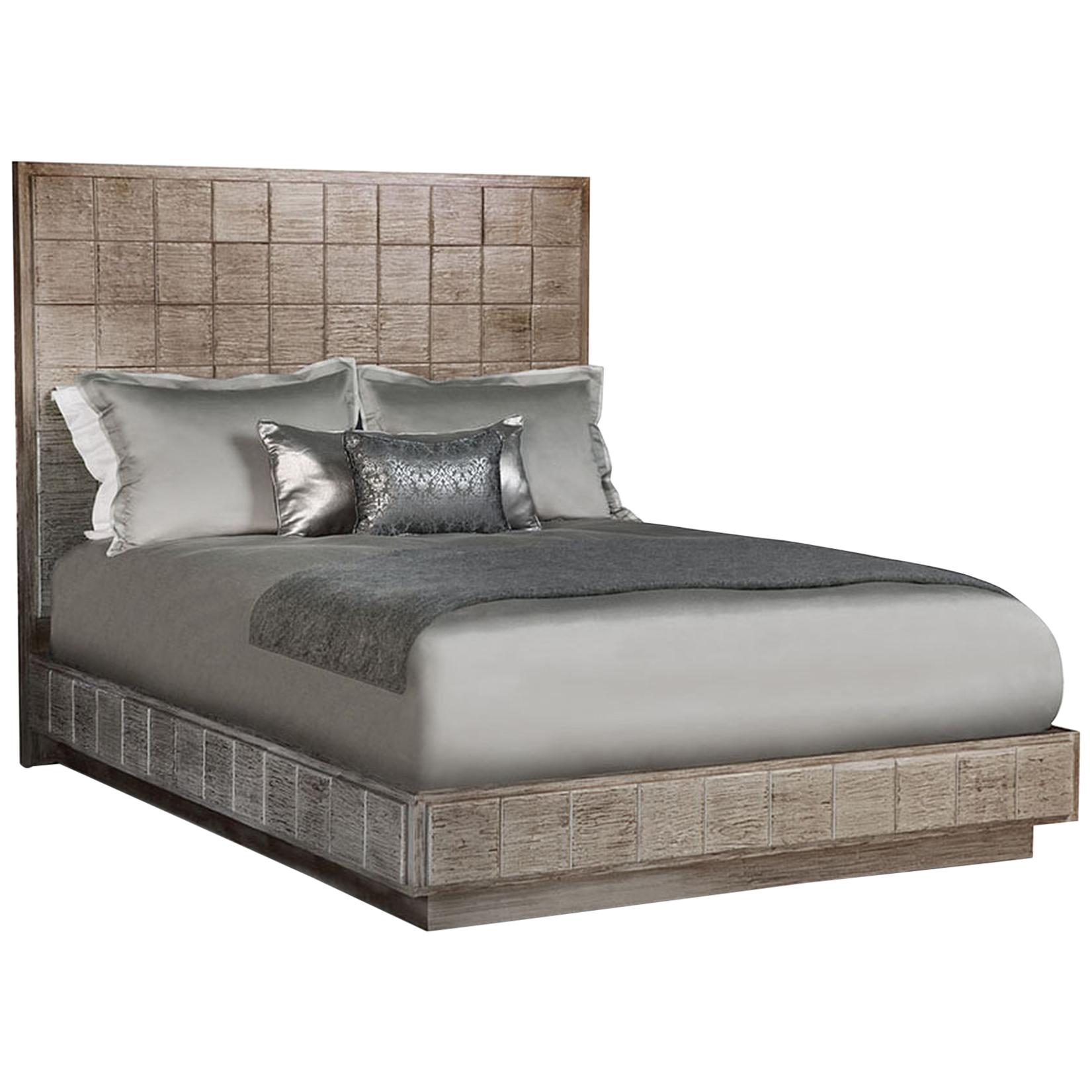 Mulholland Queen Bed in Lacquered Fog Gray by Innova Luxuxy Group For Sale