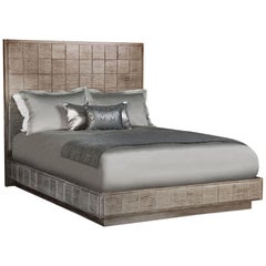 Mulholland Queen Bed in Lacquered Fog Gray by Innova Luxuxy Group