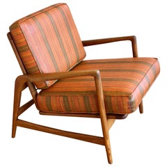 Muli-Positions Danish Modern Solid Oak Lounge Chair by Kofod Larsen