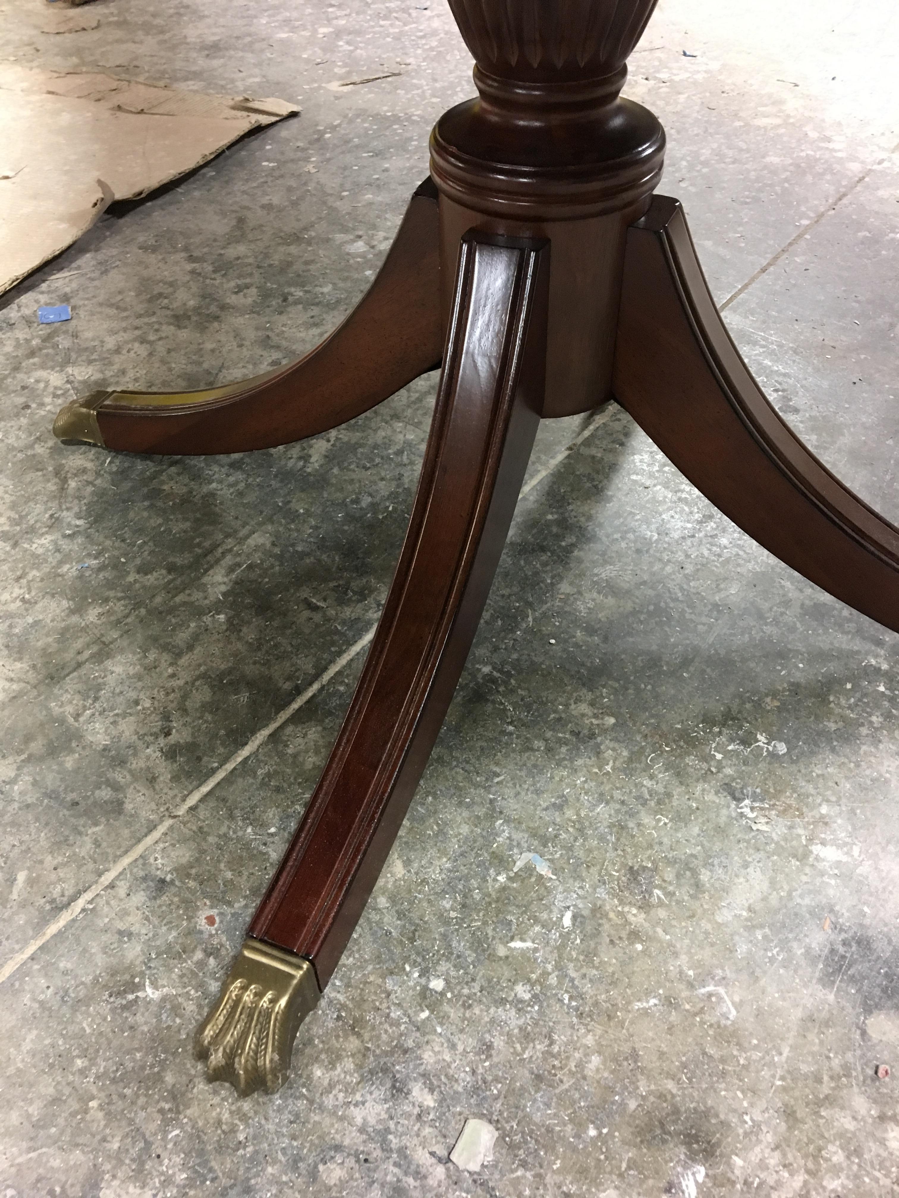 American Multi-Banded Wide Mahogany Georgian Style Dining Table by Leighton Hall