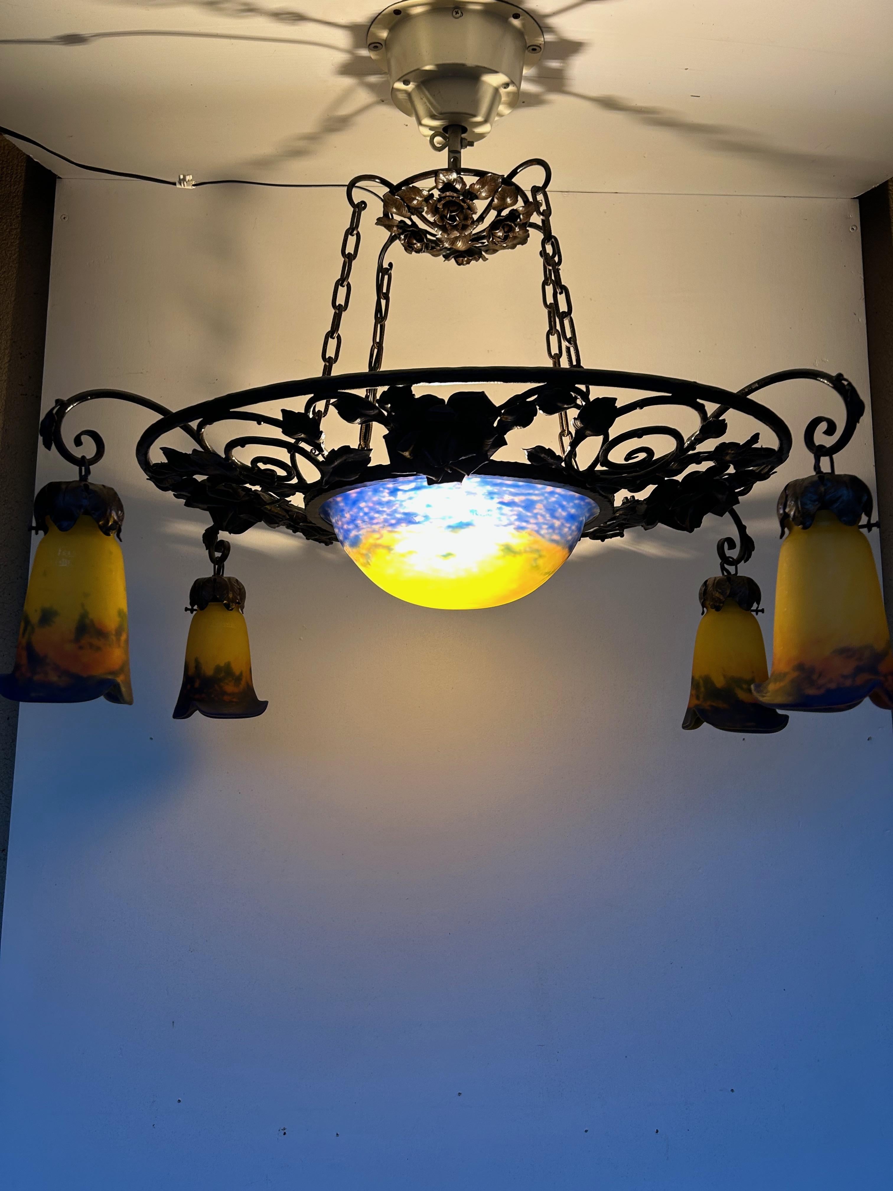 Lampadario Art Nouveau/Art Deco dei fratelli Muller in vendita 8