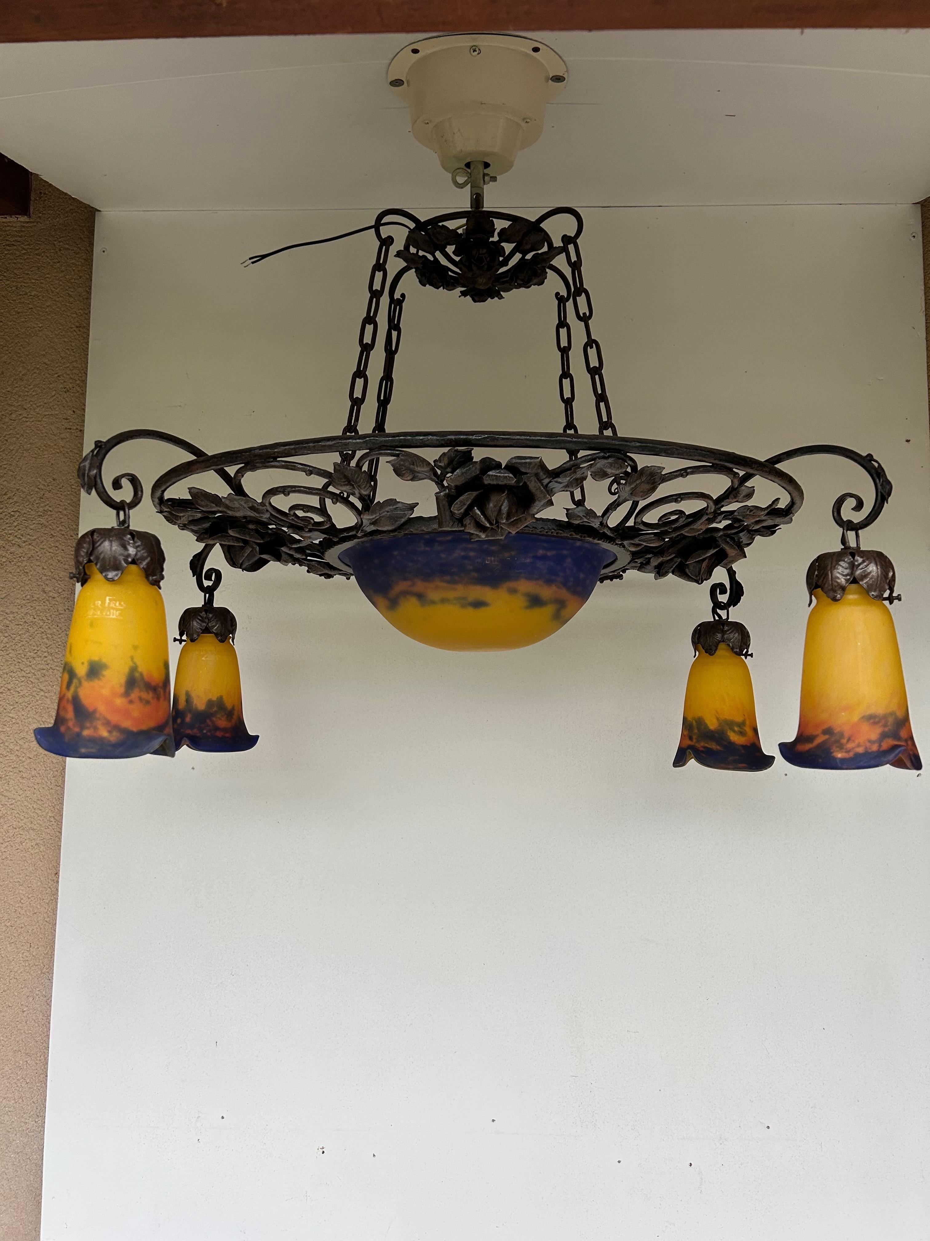 Lampadario Art Nouveau/Art Deco dei fratelli Muller in vendita 9