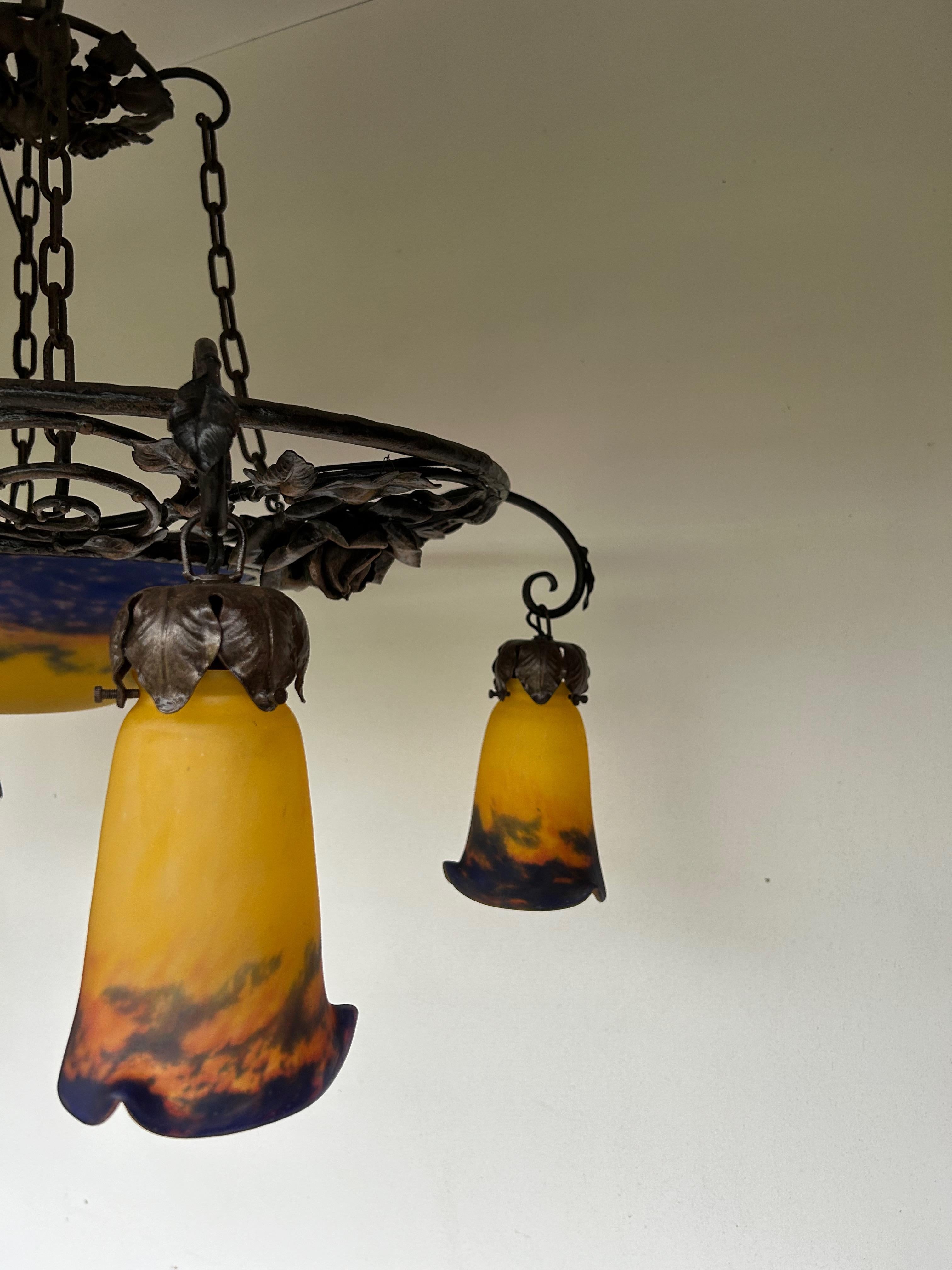 Lampadario Art Nouveau/Art Deco dei fratelli Muller in vendita 12