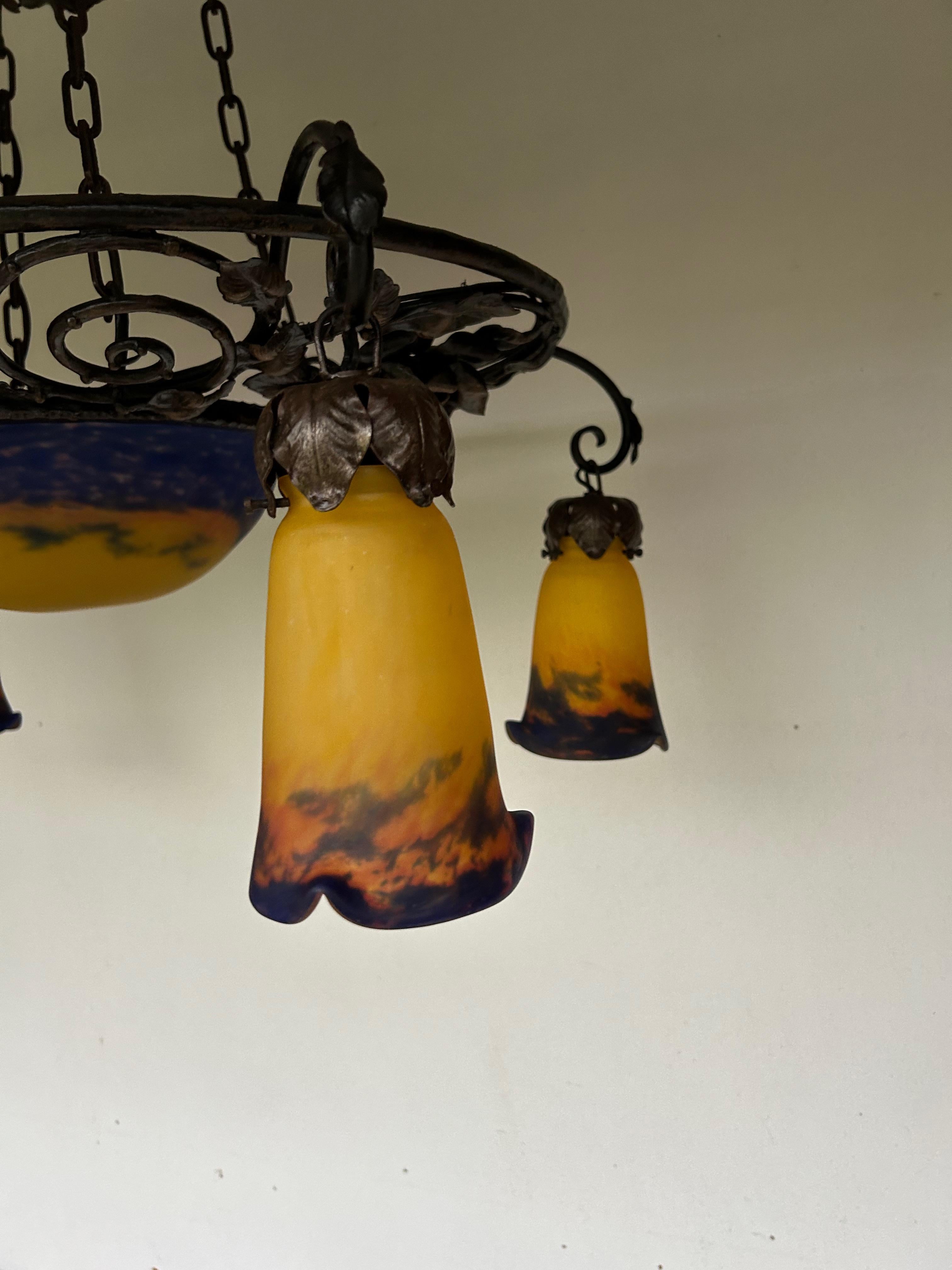 Lampadario Art Nouveau/Art Deco dei fratelli Muller in vendita 2