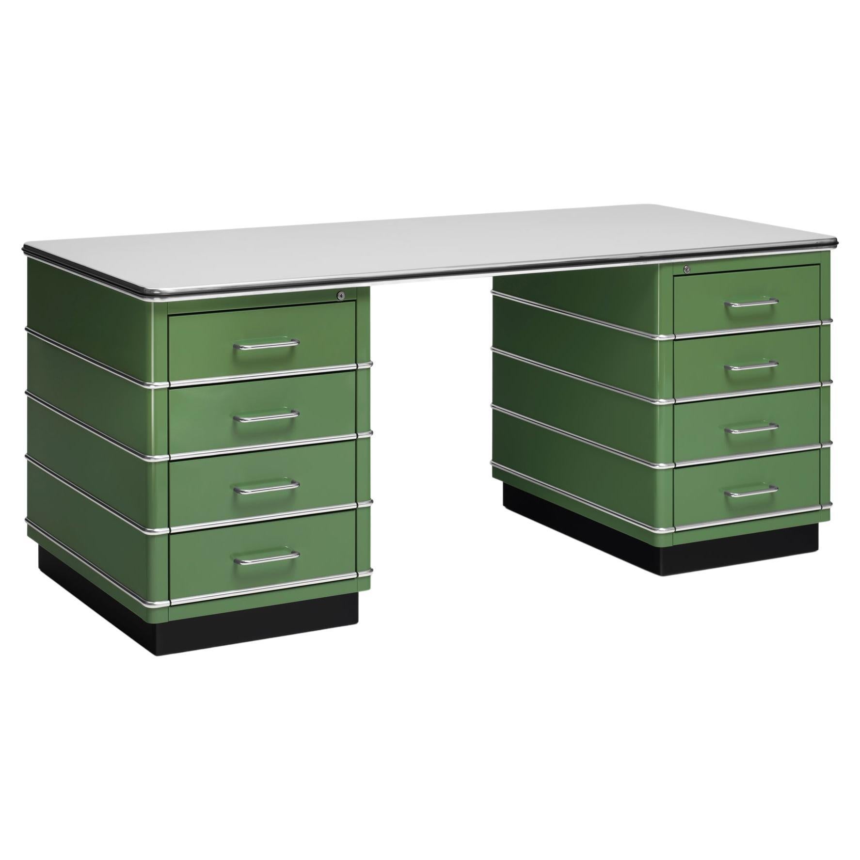 Müller Desk TB229 in Metal 'Reseda green' For Sale