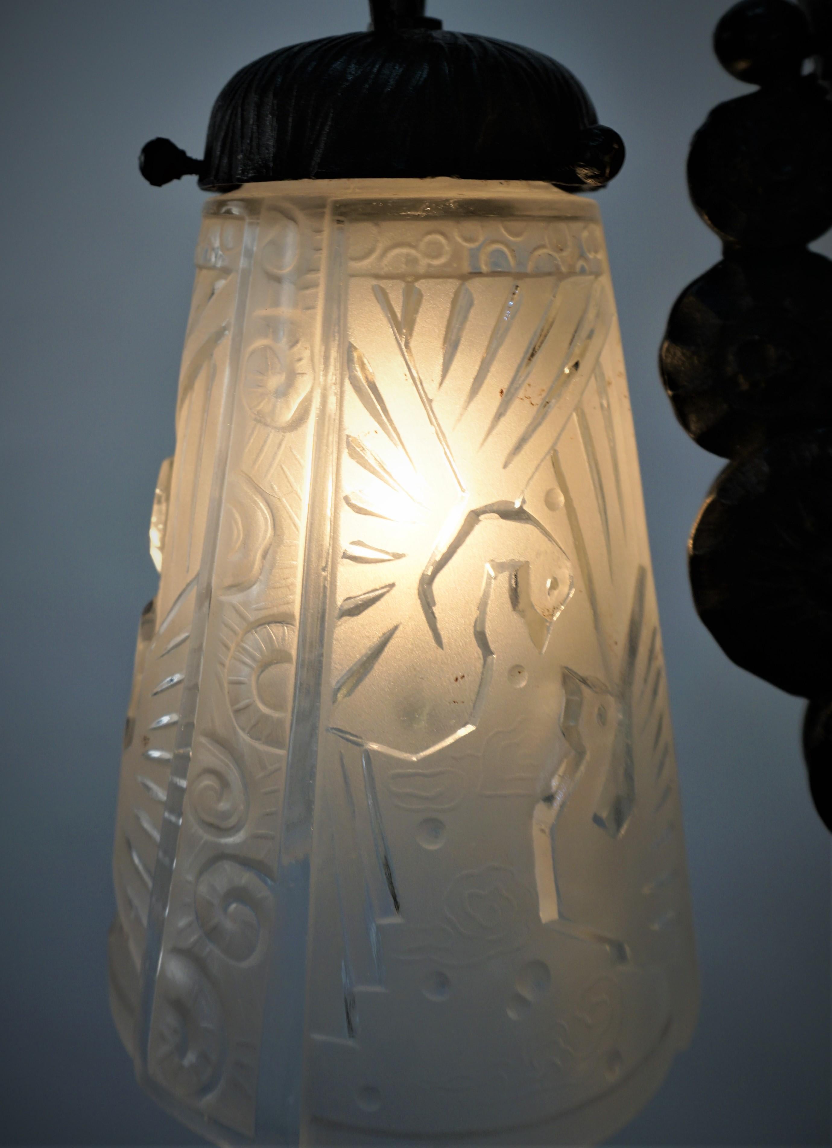 Muller Freres 1920's Art Deco Chandelier 5