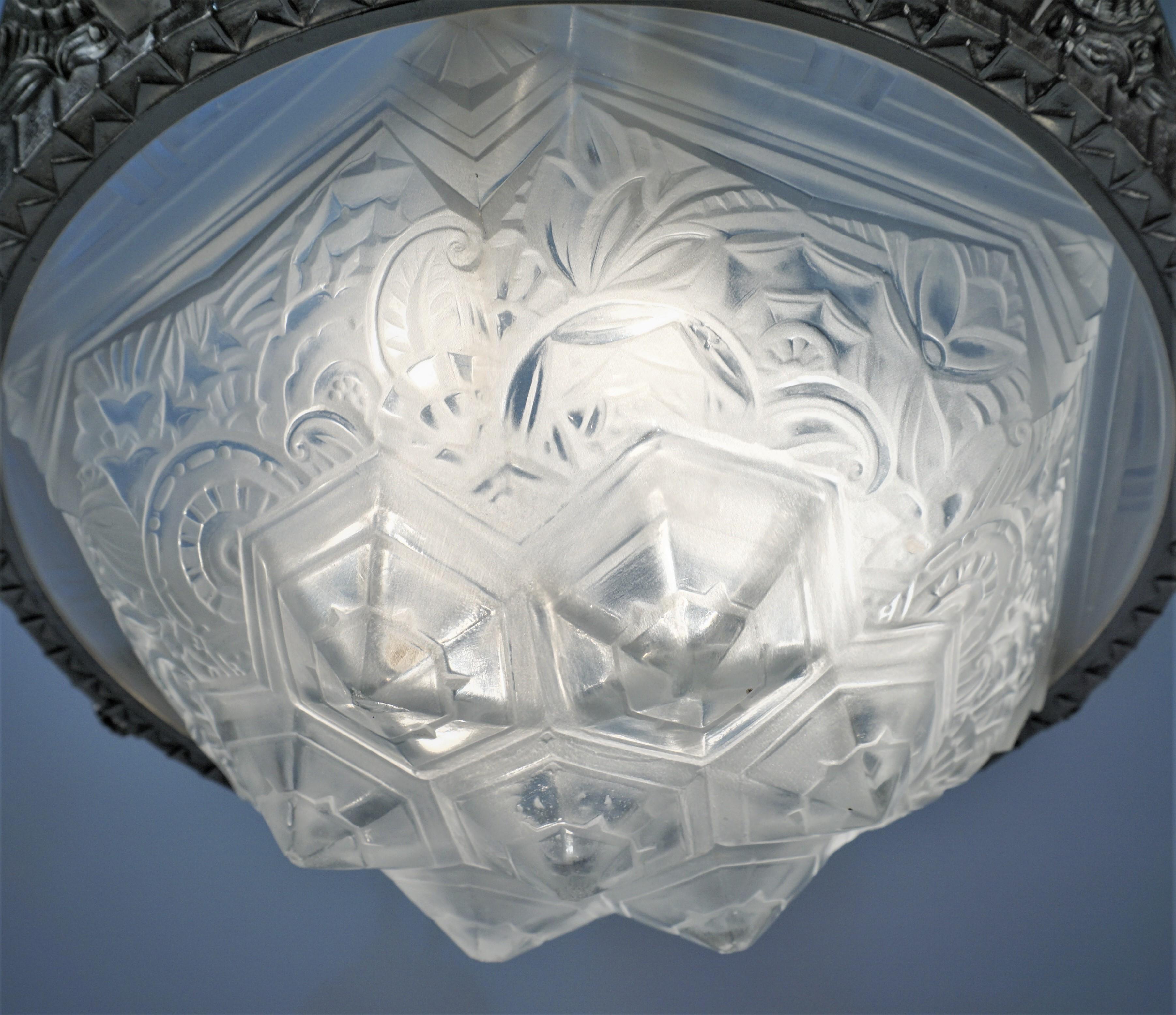 Art Deco Muller Freres 1920's Art deco chandelier  For Sale