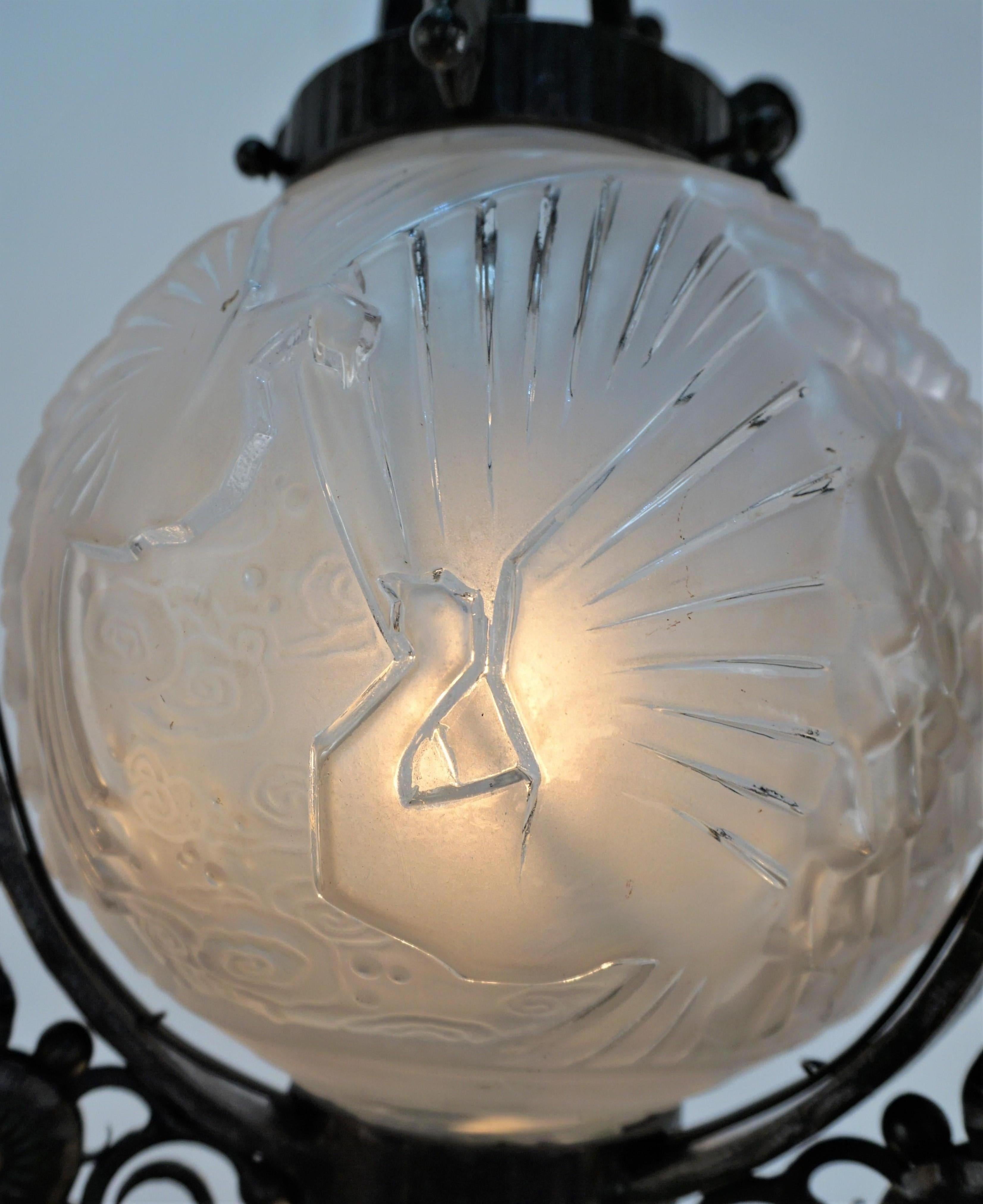 Muller Freres 1920's Art Deco Chandelier In Good Condition In Fairfax, VA