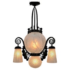 Muller Freres 1920's Art Deco Chandelier
