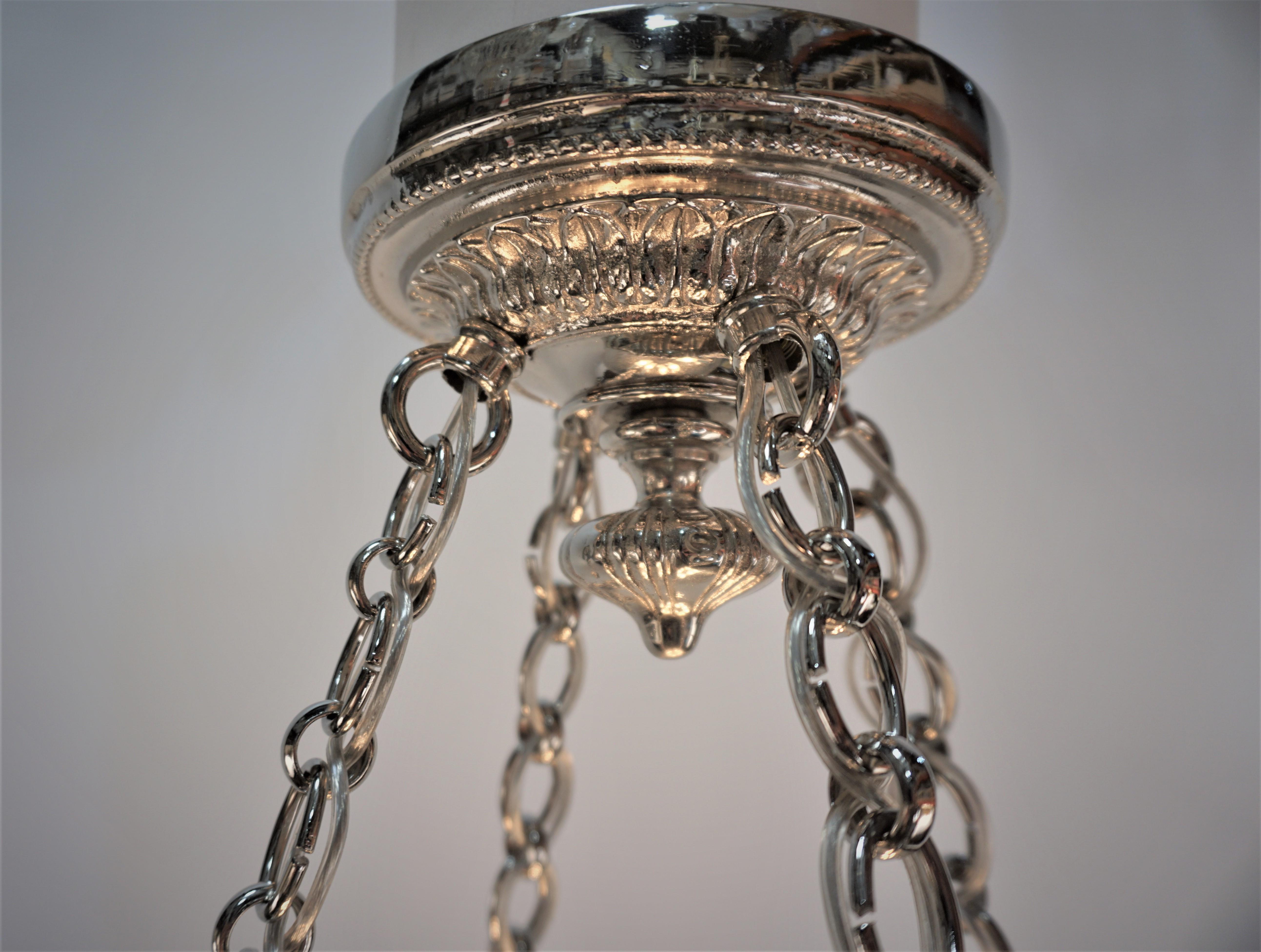 Early 20th Century Muller Freres 1920's Art Deco Pendant Chandelier For Sale