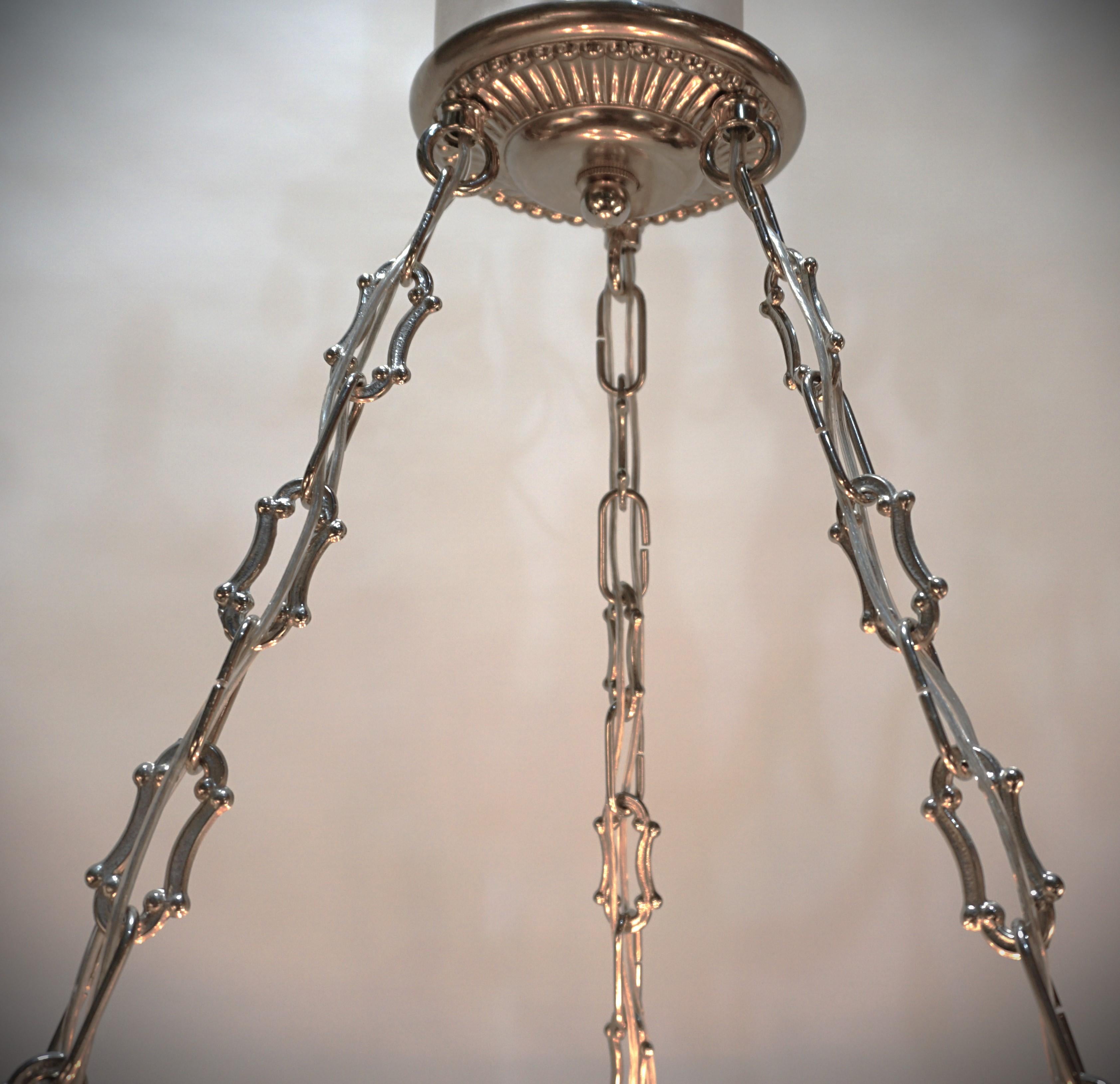 French Muller Freres 1920's Art Deco Pendent Chandelier For Sale