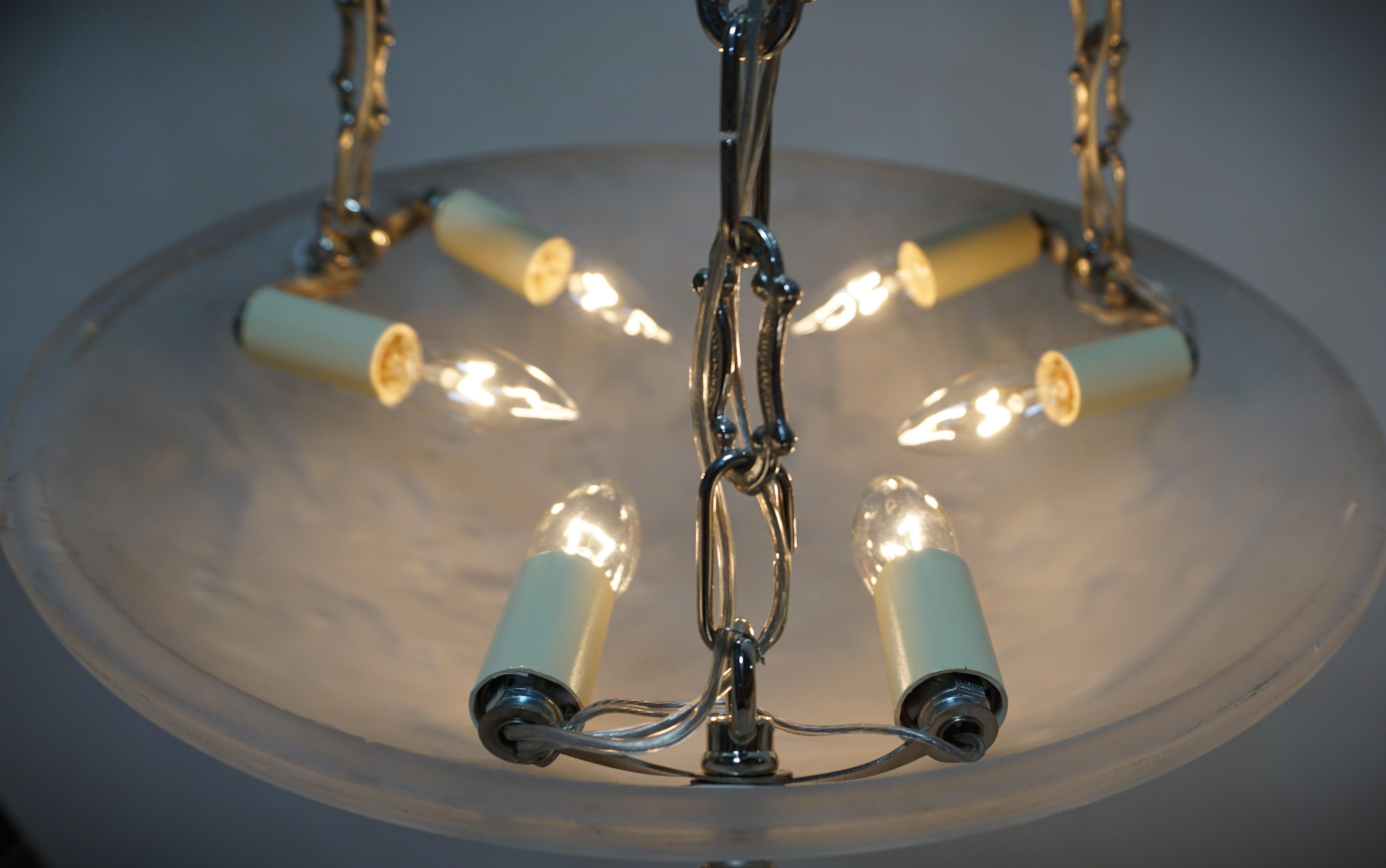 Muller Freres 1920's Art Deco Pendent Chandelier For Sale 1