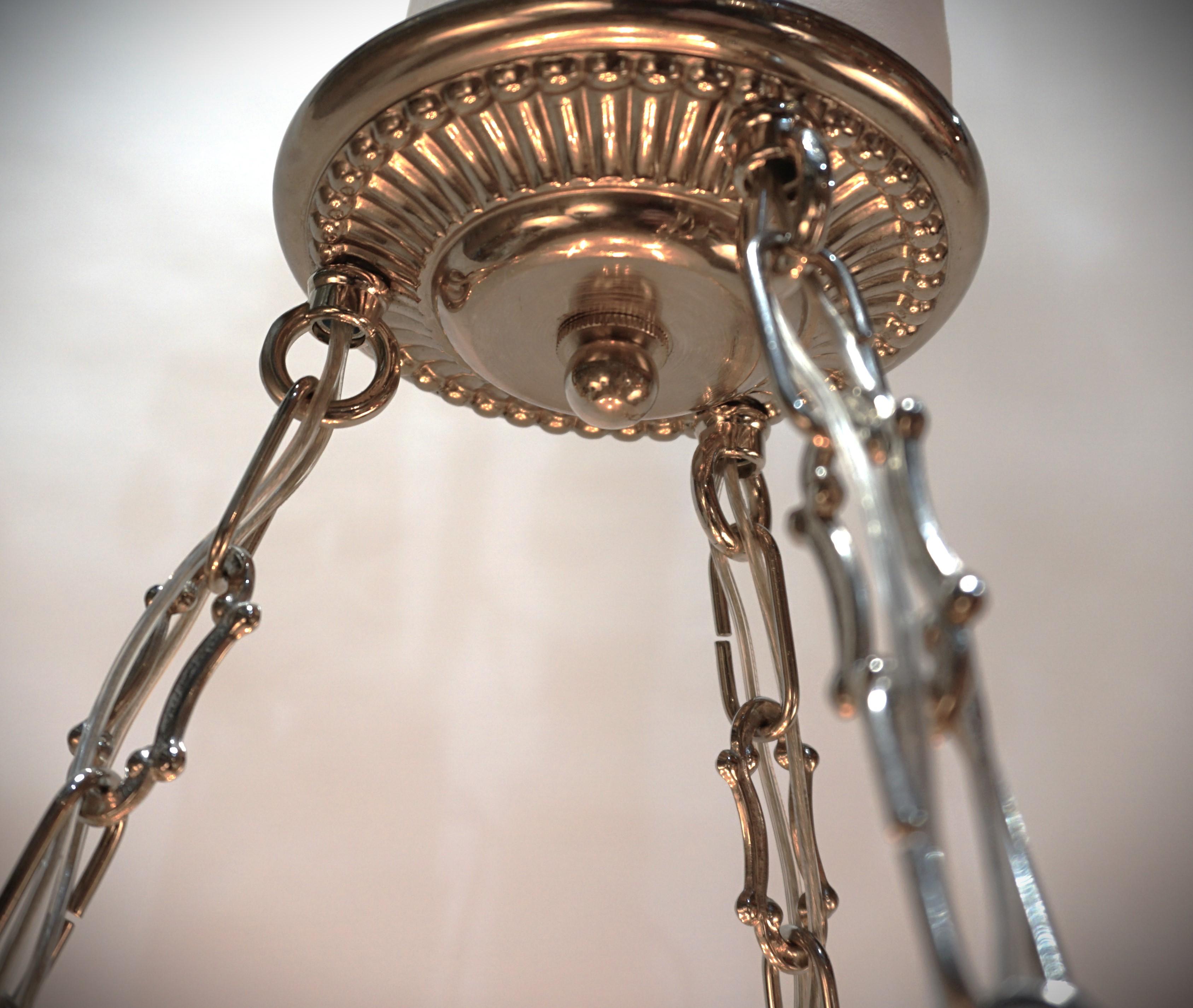 Muller Freres 1920's Art Deco Pendent Chandelier For Sale 2