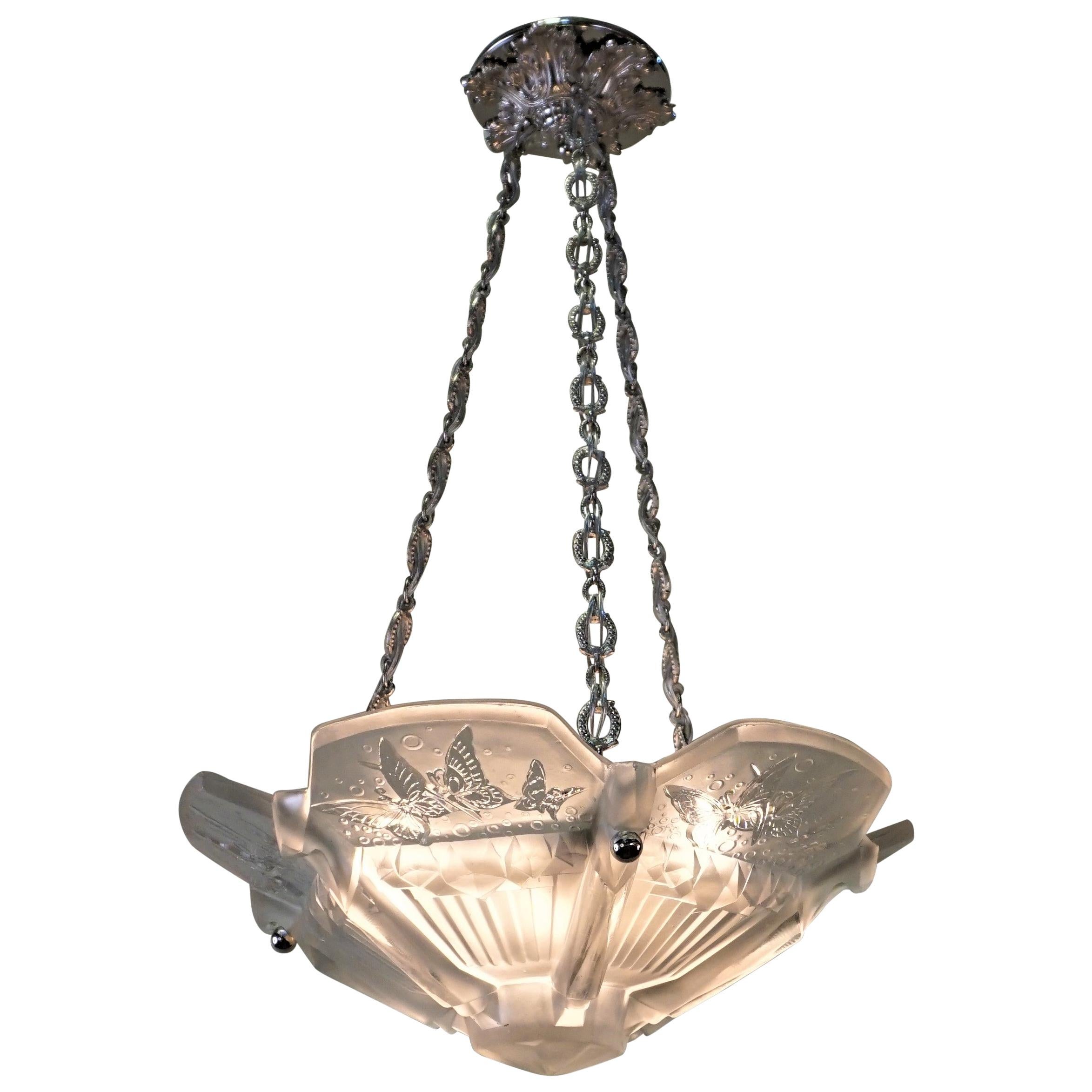 Muller Freres 1930s Art Deco Chandelier