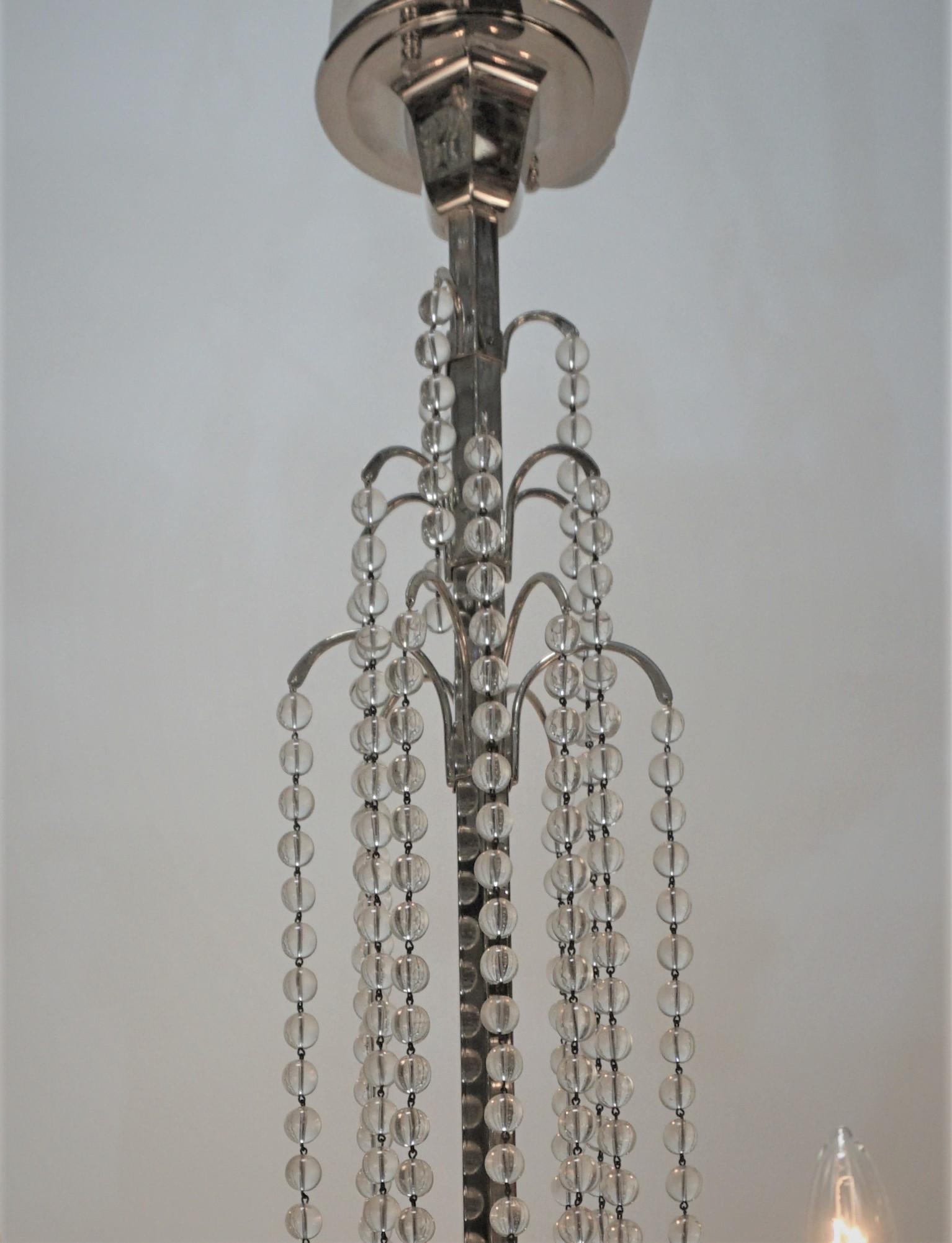 Muller Freres 1930's Crystal Art Deco Chandelier In Good Condition For Sale In Fairfax, VA