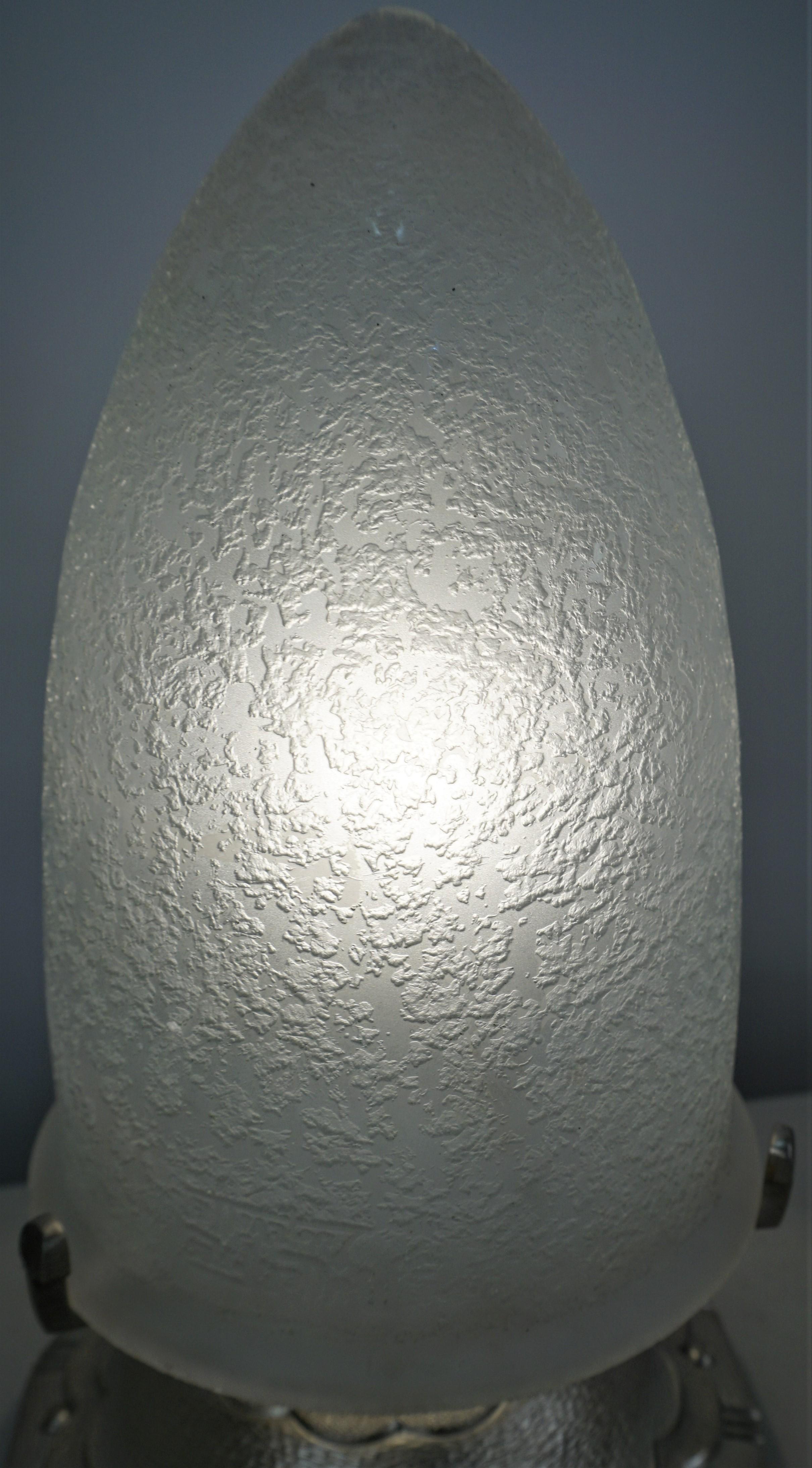 French Muller Freres Acid Textured Glass Art Deco Table Lamp