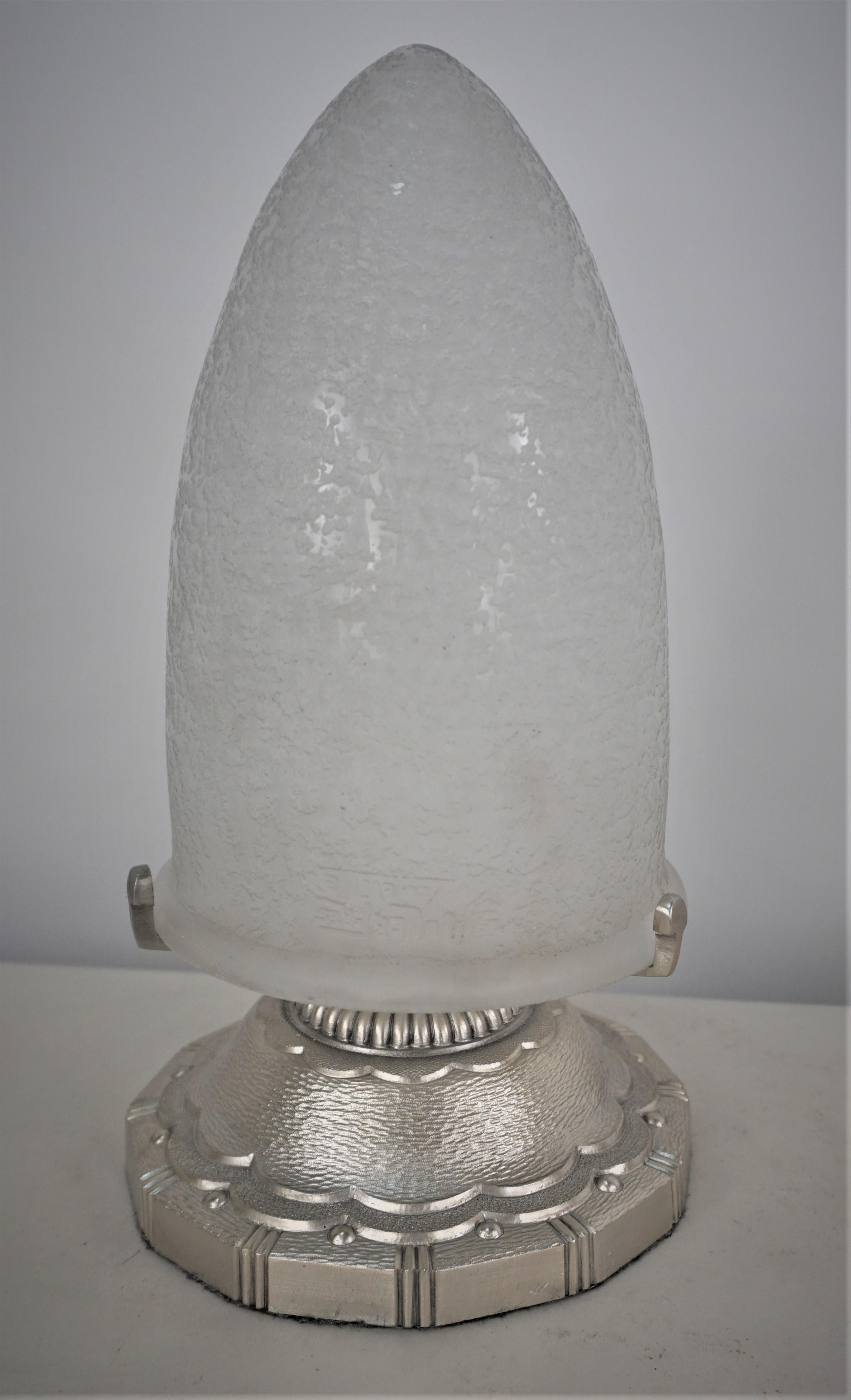 Muller Freres Acid Textured Glass Art Deco Table Lamp 3