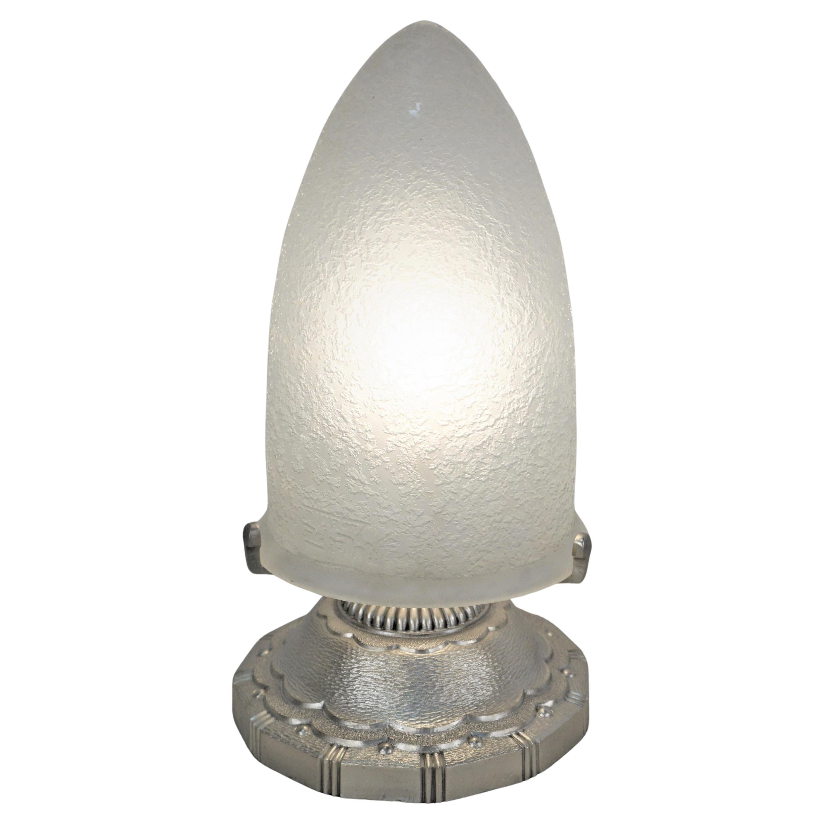 Muller Freres Acid Textured Glass Art Deco Table Lamp