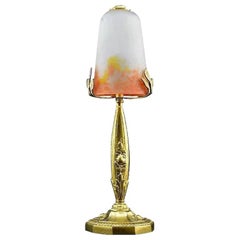 Muller Freres and Charles Ranc French Art Deco Bronze Table Lamp, 1925