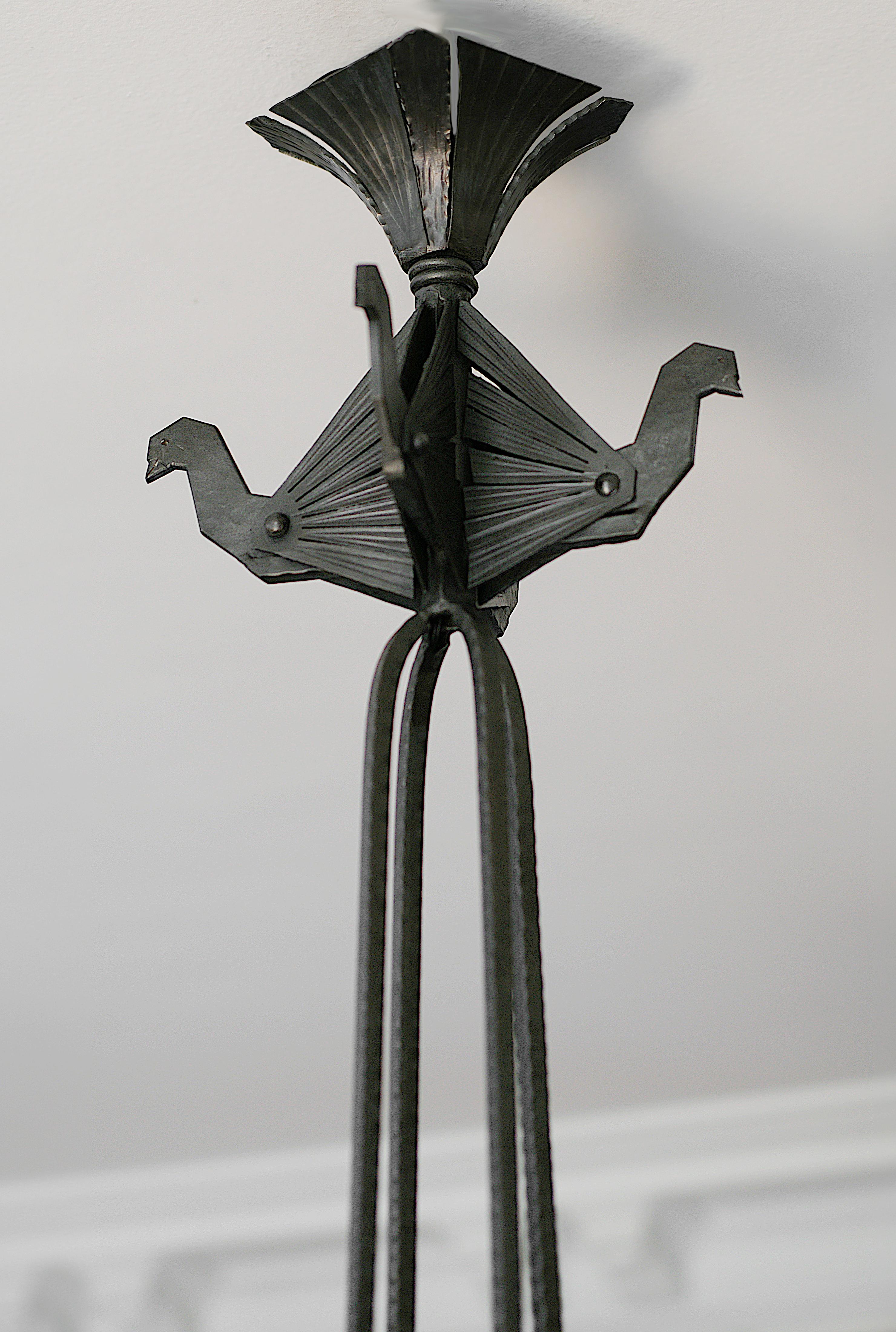 Muller Freres & Andre Kovacs Grande lampadario francese Art Déco rosa, 1920 in vendita 6