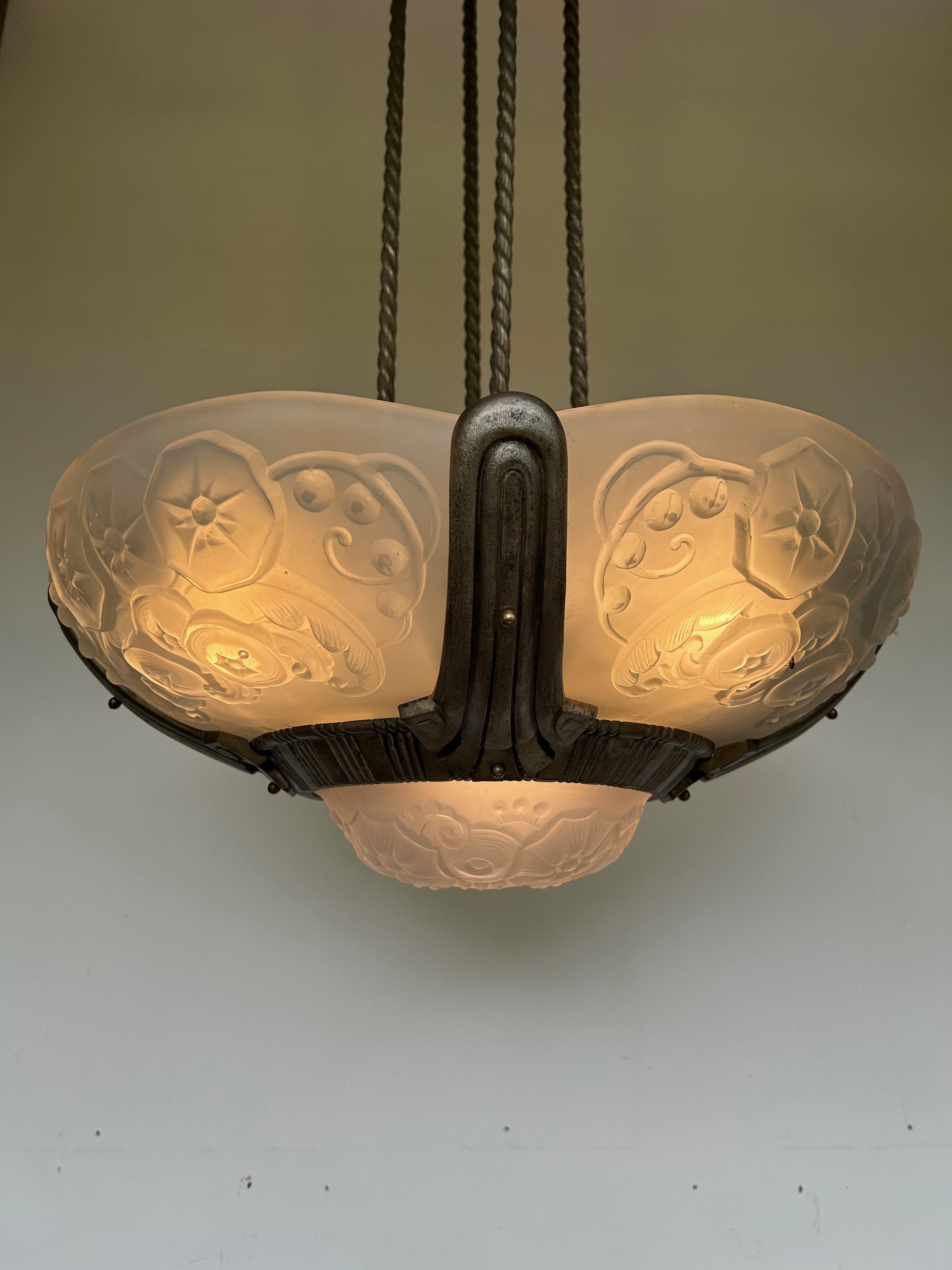Muller Frères Art Deco Chandelier For Sale 5