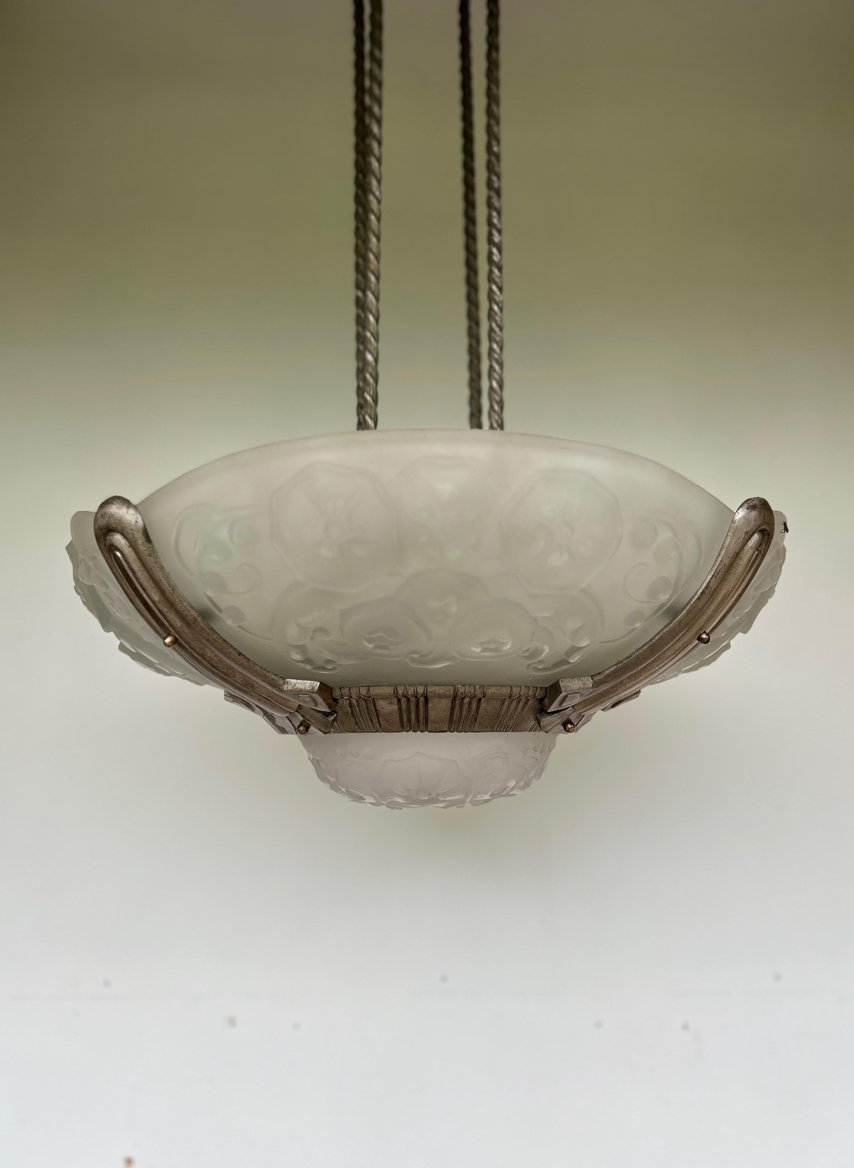 French Muller Frères Art Deco Chandelier For Sale