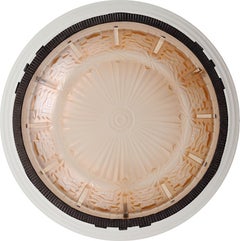 Muller Frères Art Deco Chandelier, Frosted Glass & Iron, France 1920