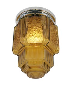 Muller Frères Art Deco Luce ad incasso, vetro e cromo, Francia, 1920