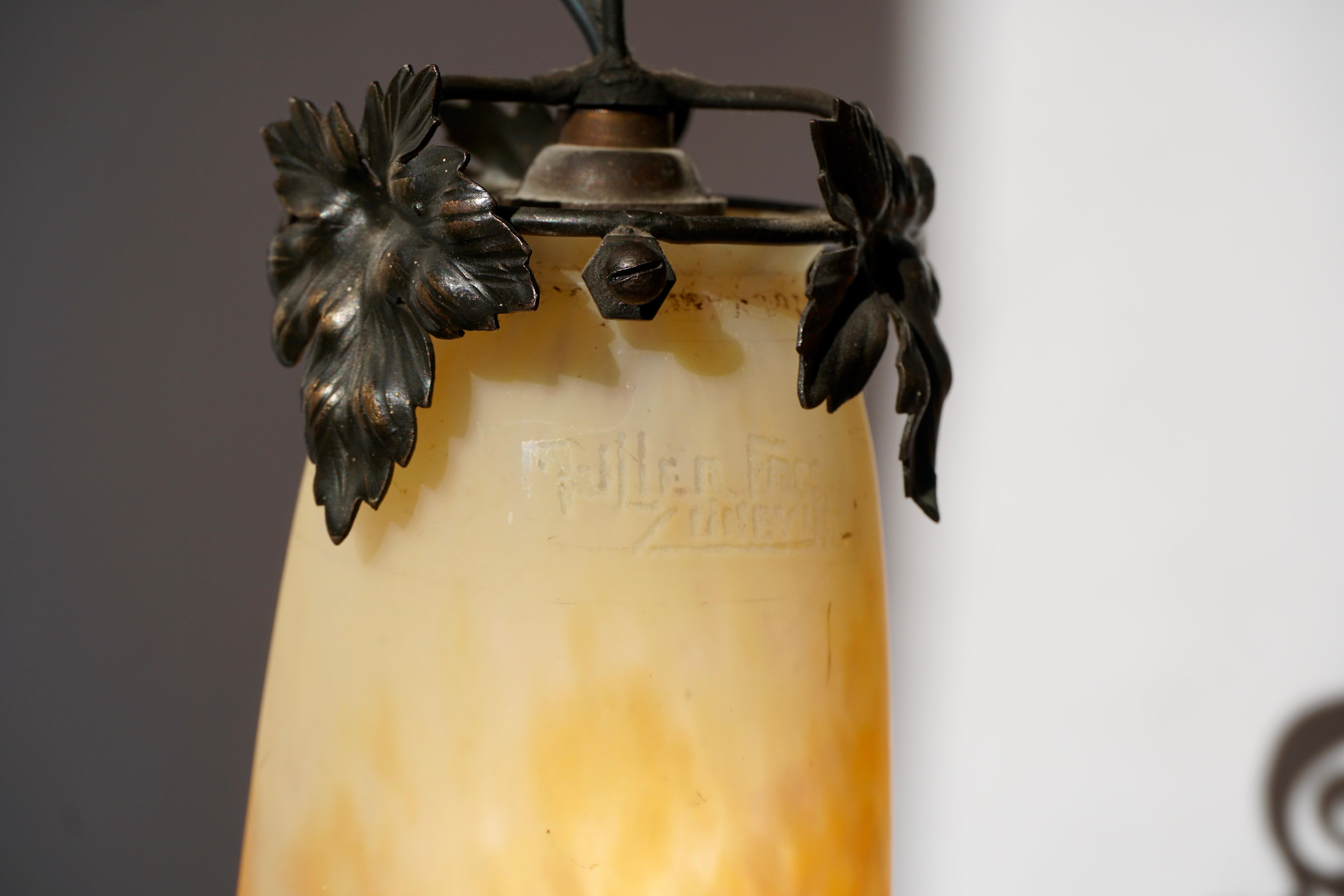 Muller Freres Art Deco Four-Light Chandelier For Sale 7