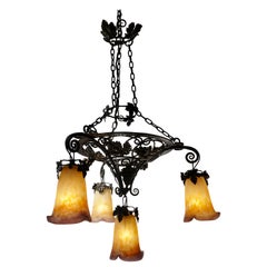 Muller Freres Art Deco Four-Light Chandelier