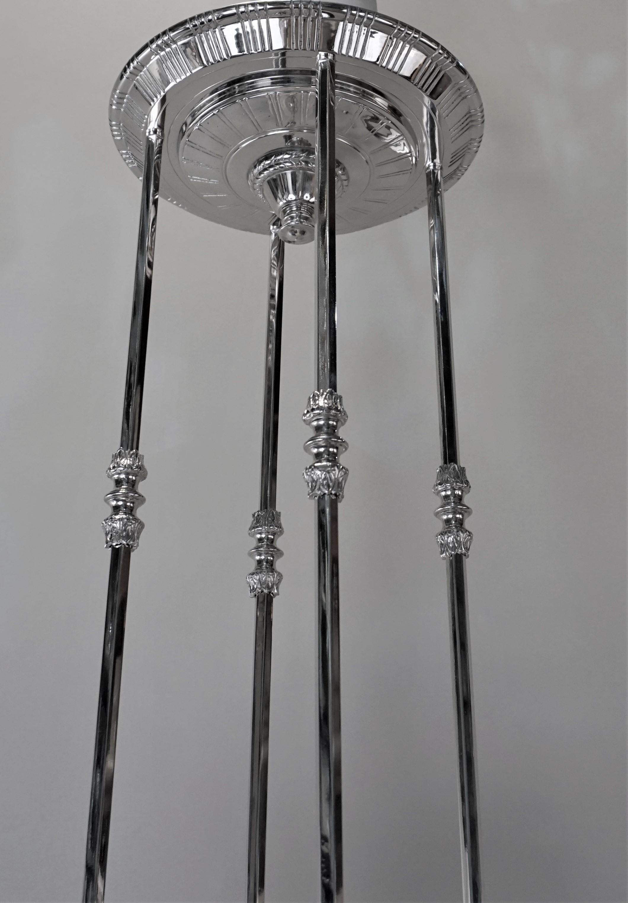 Muller Frères Art Deco Glass and Nickel Chandelier (Art déco)