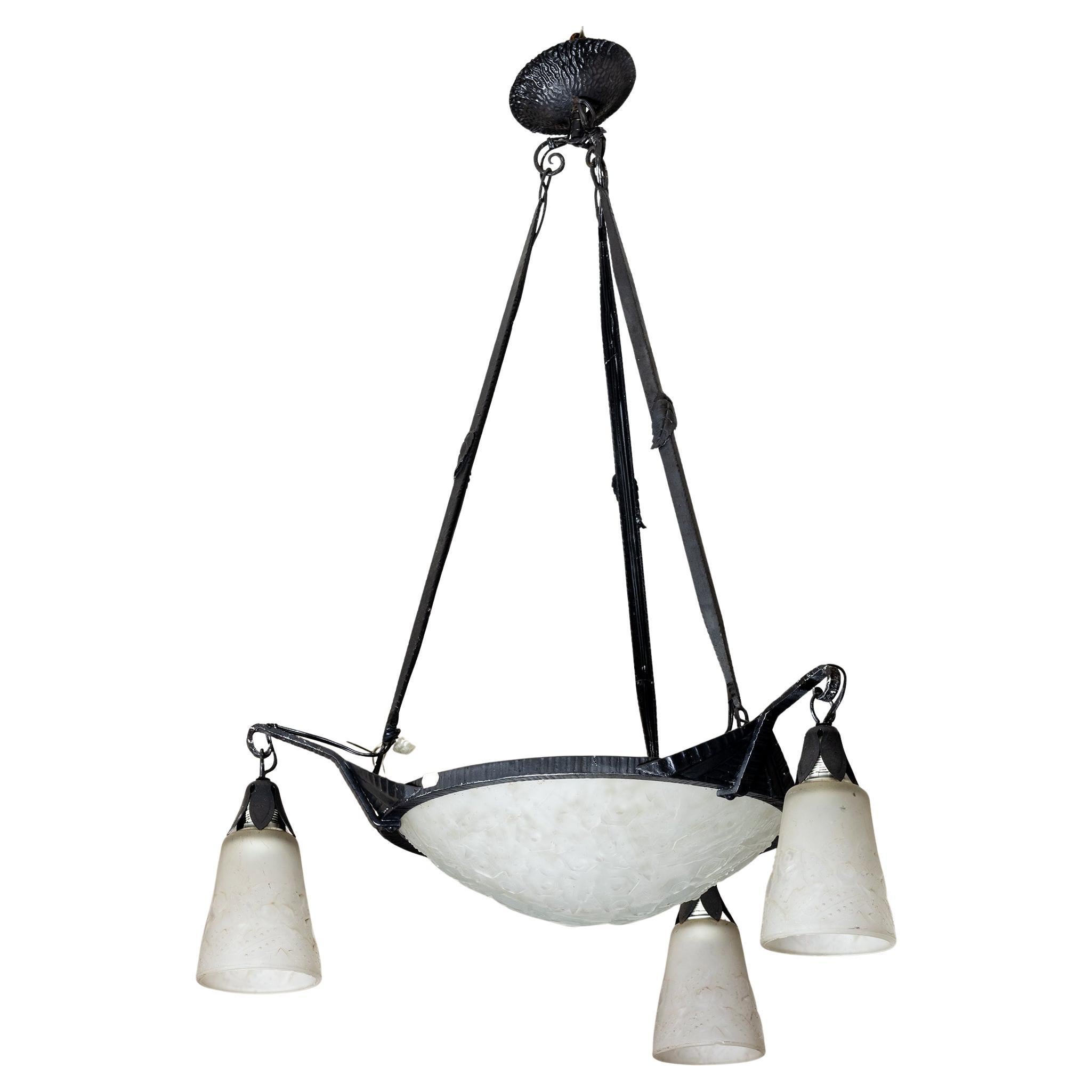 Muller Frères, Ciondolo in vetro Art Déco, vetro smerigliato, 1920