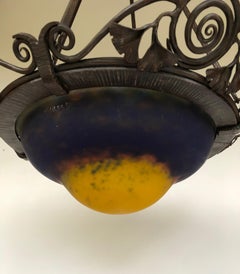 Muller Frères Art Deco Hanging Lamp 1920