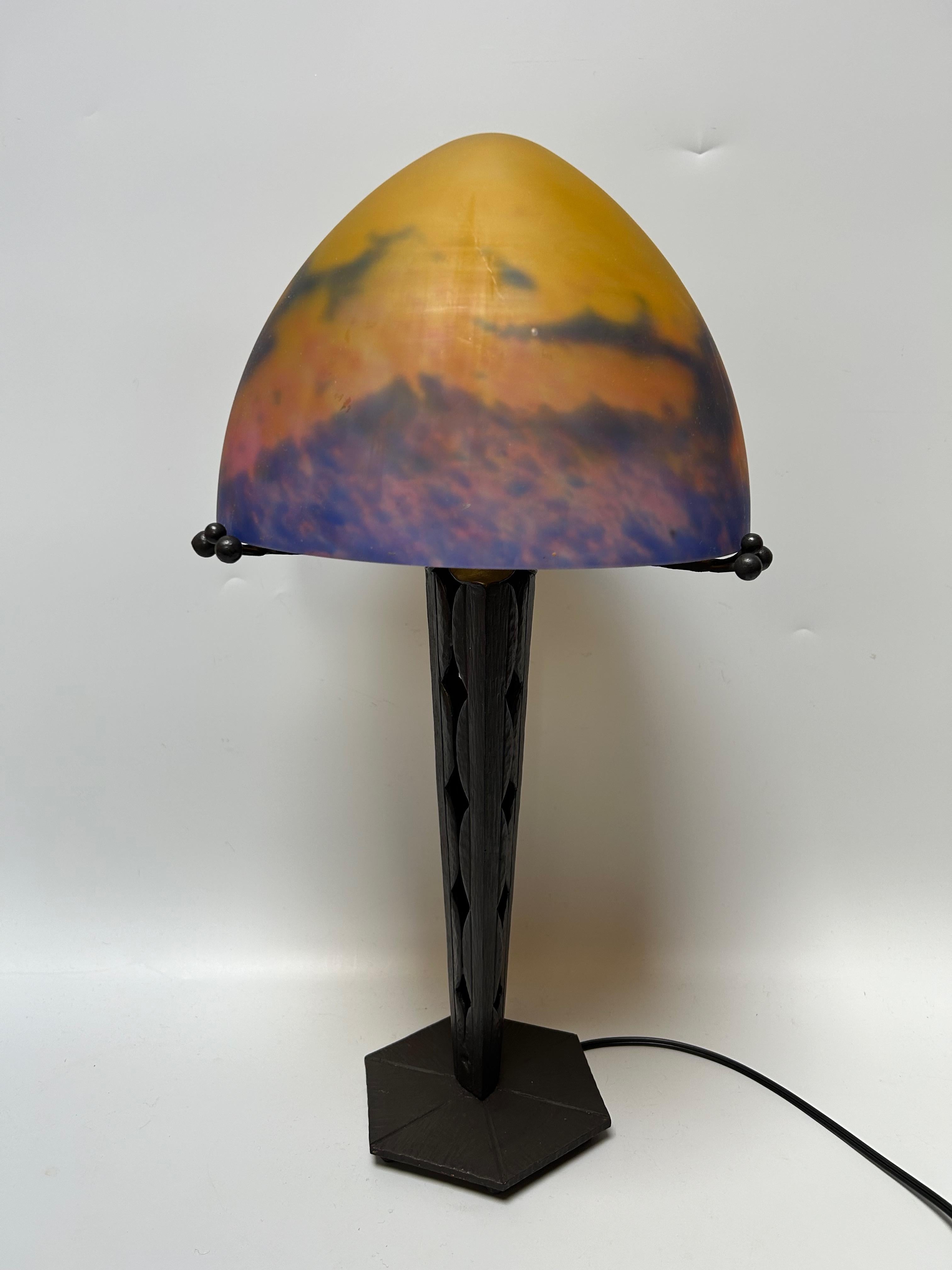 French Muller Freres Art Deco Lamp For Sale