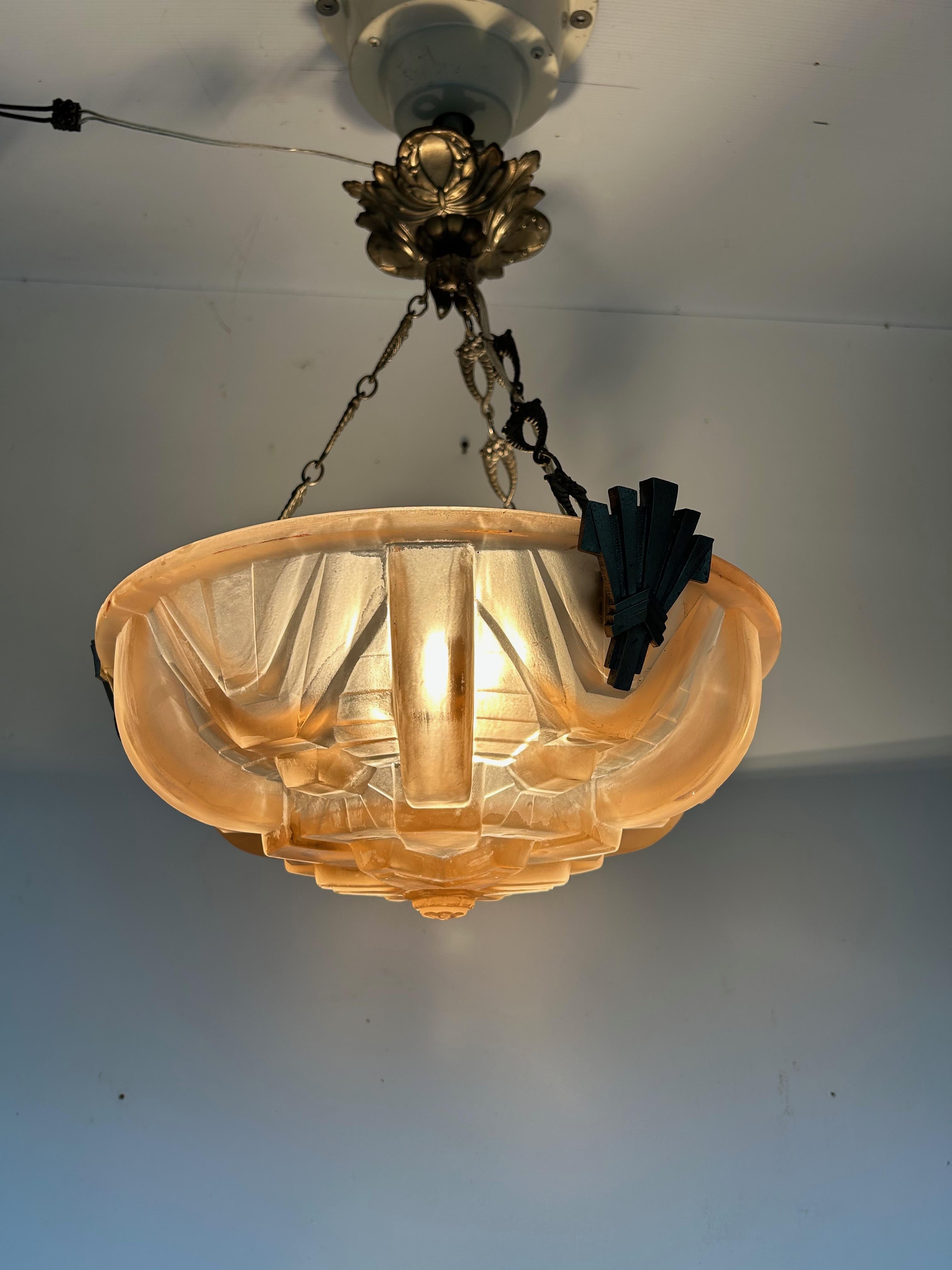 Lámpara colgante Art Déco Muller Frères Vidrio en venta