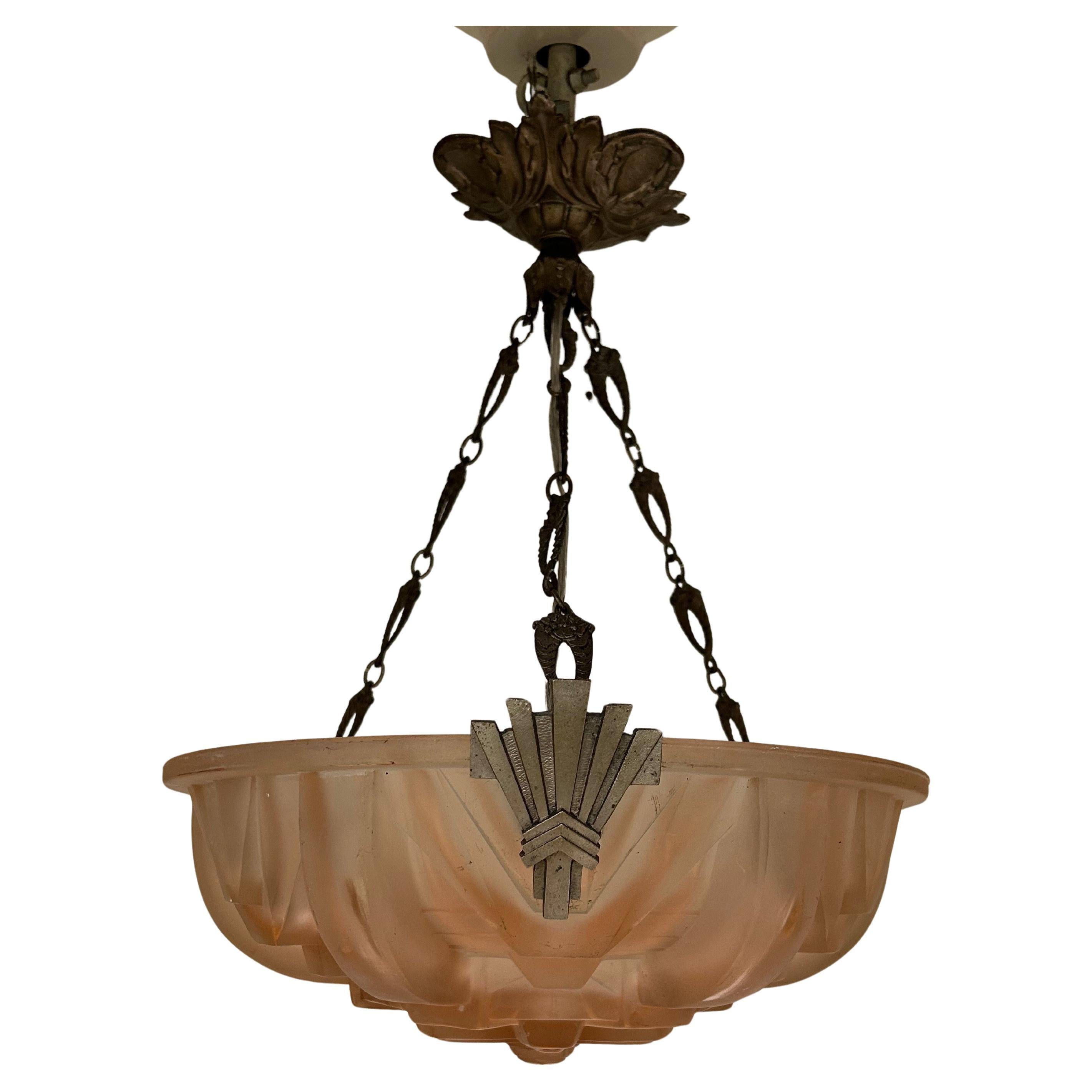 Lámpara colgante Art Déco Muller Frères en venta