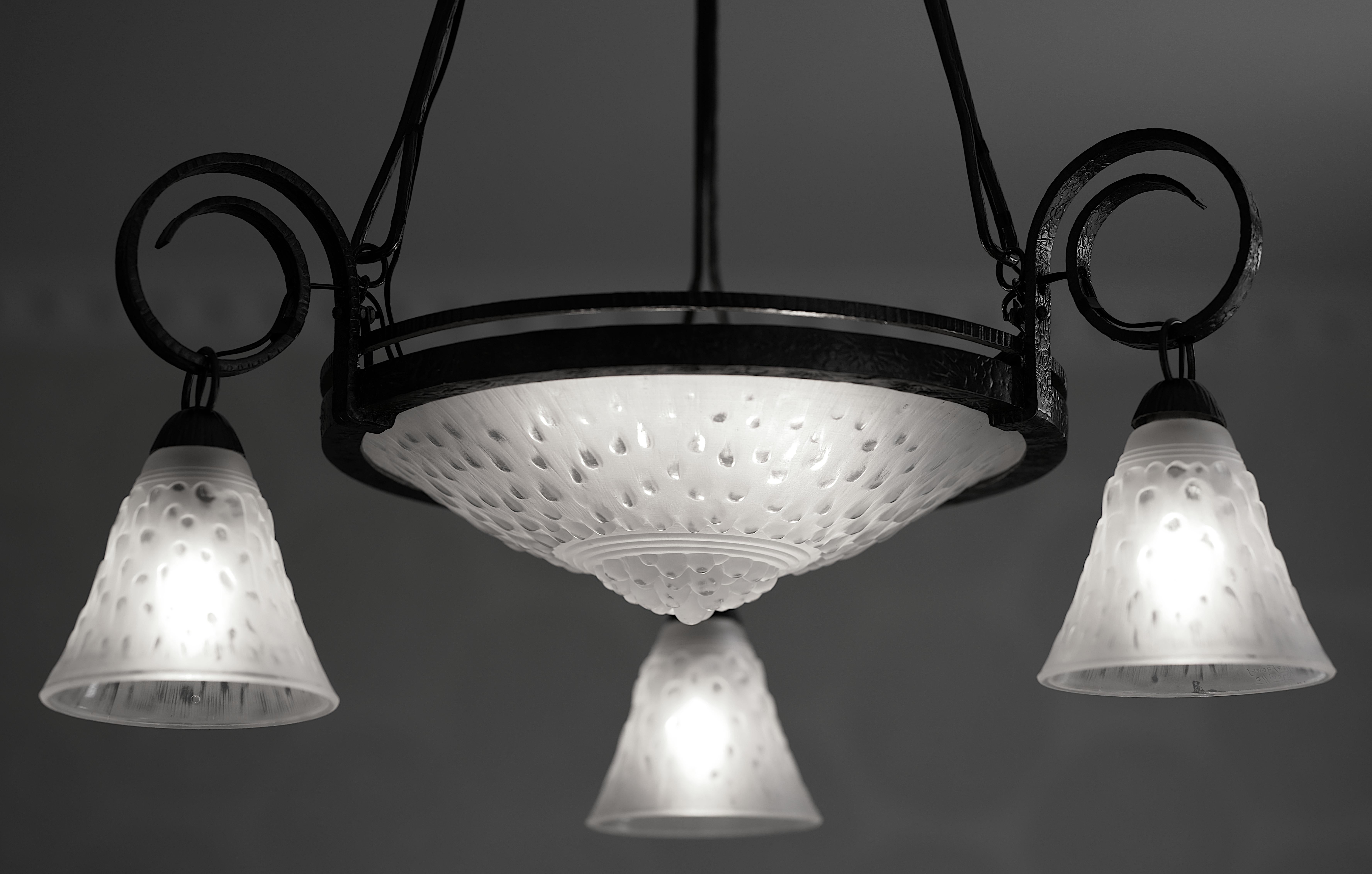 Lampadario a pioggia MULLER FRERES Art Deco, 1920 in vendita 7